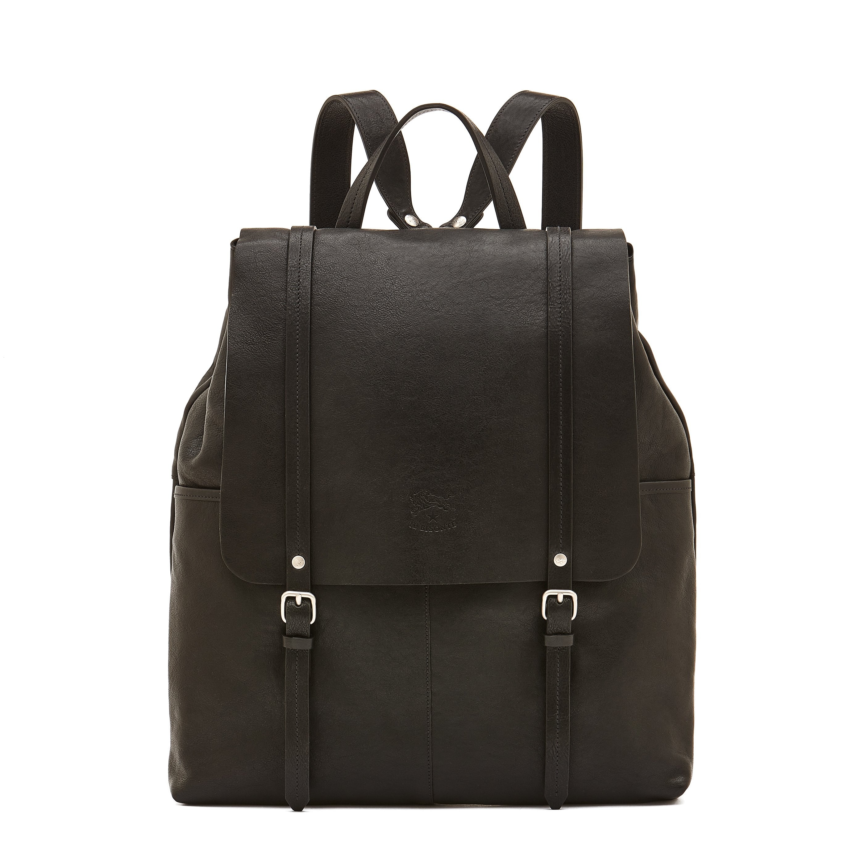 Trappola | Men's backpack in vintage leather color black – Il Bisonte