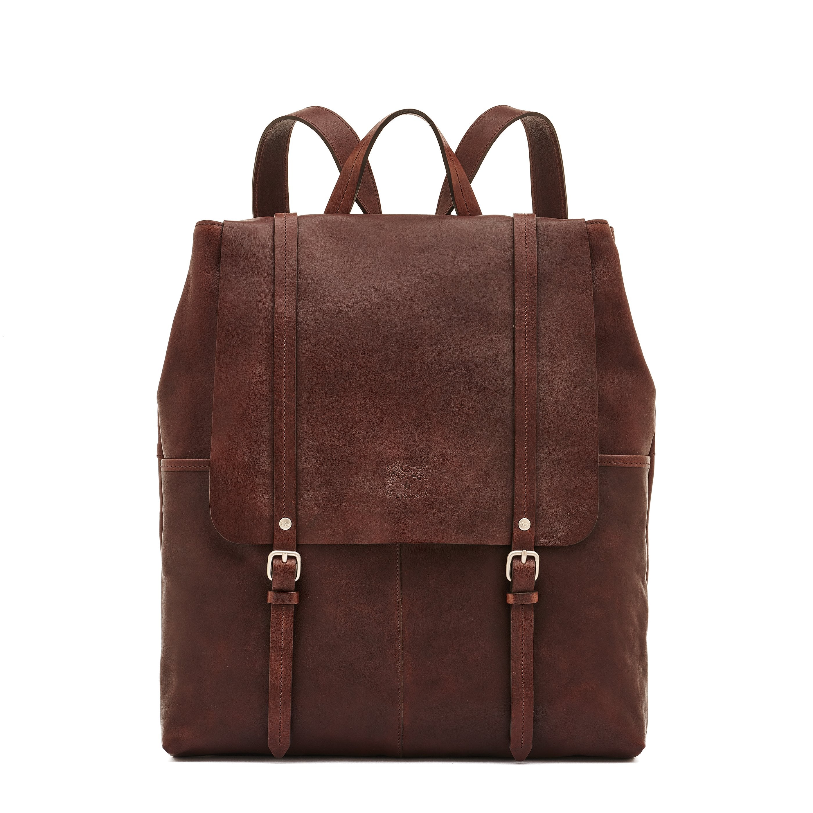 Trappola Men's backpack in vintage leather color coffee – Il Bisonte