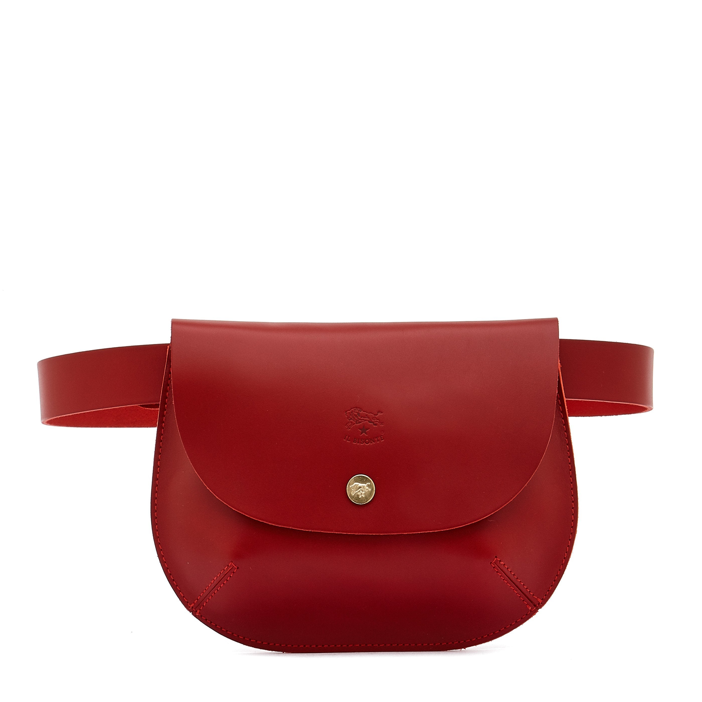 Parione | Women's belt bag in leather color ruby red – Il Bisonte