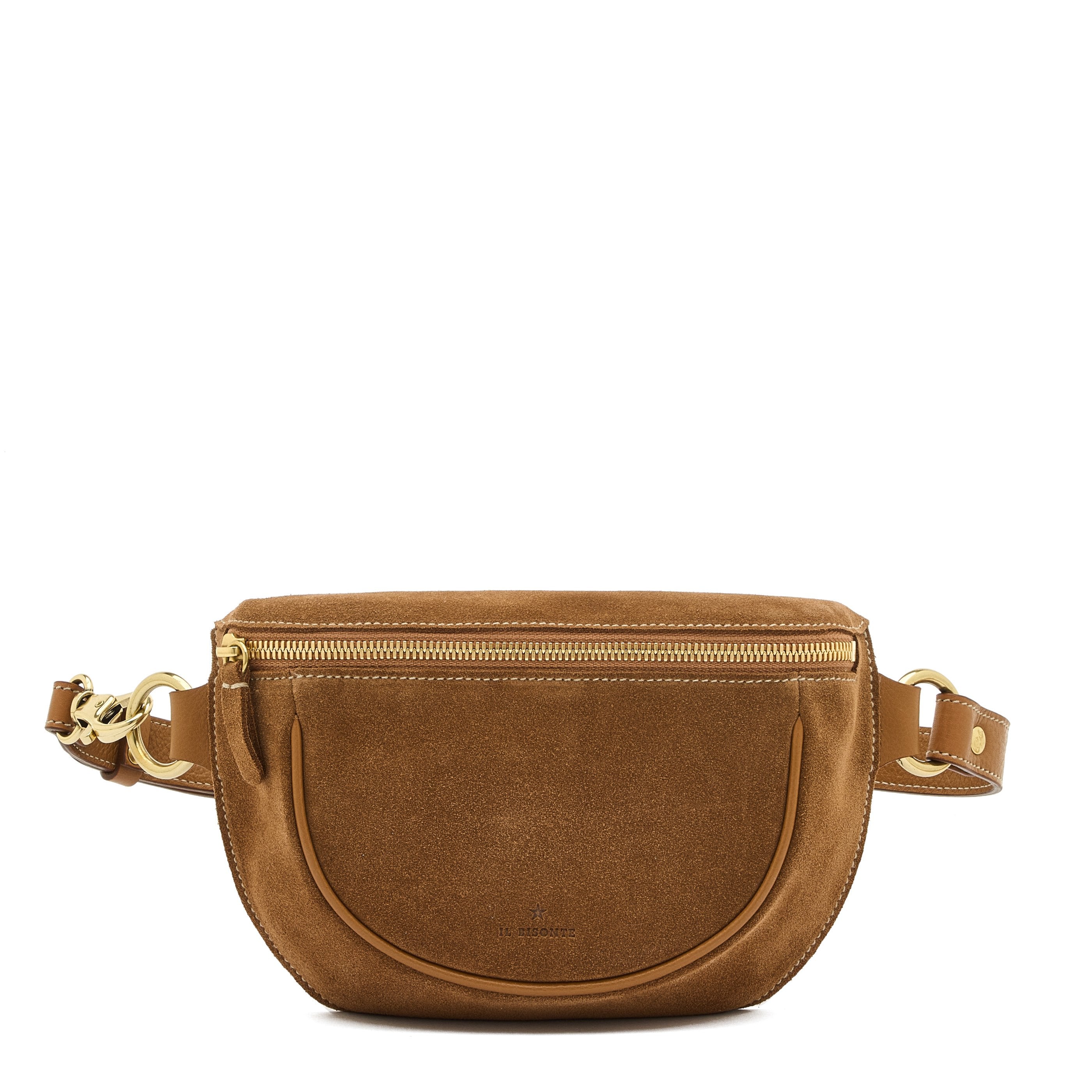 Oliveta | Women's belt bag in suede color gianduia – Il Bisonte