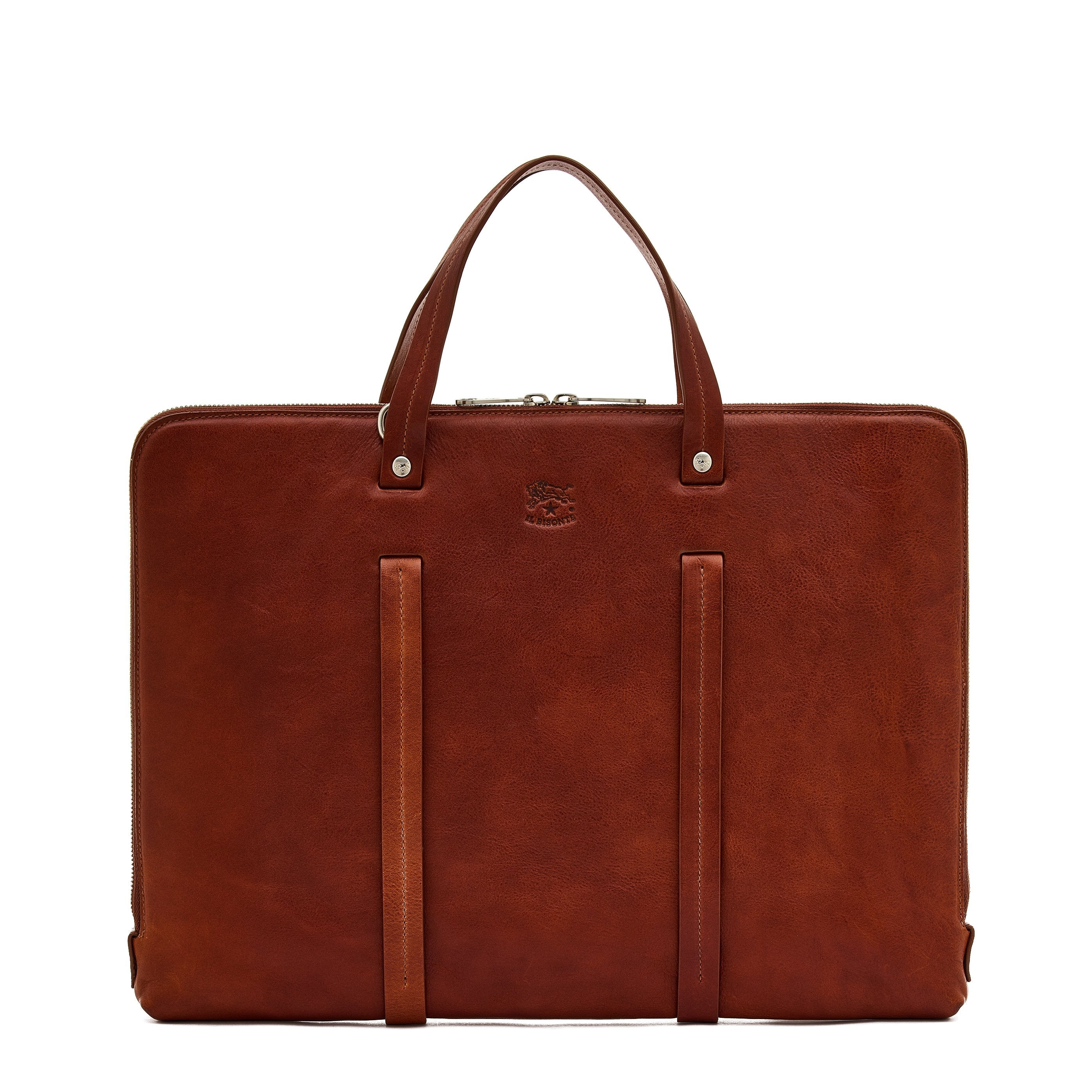 Trebbio | Men's briefcase in vintage leather color sepia – Il Bisonte