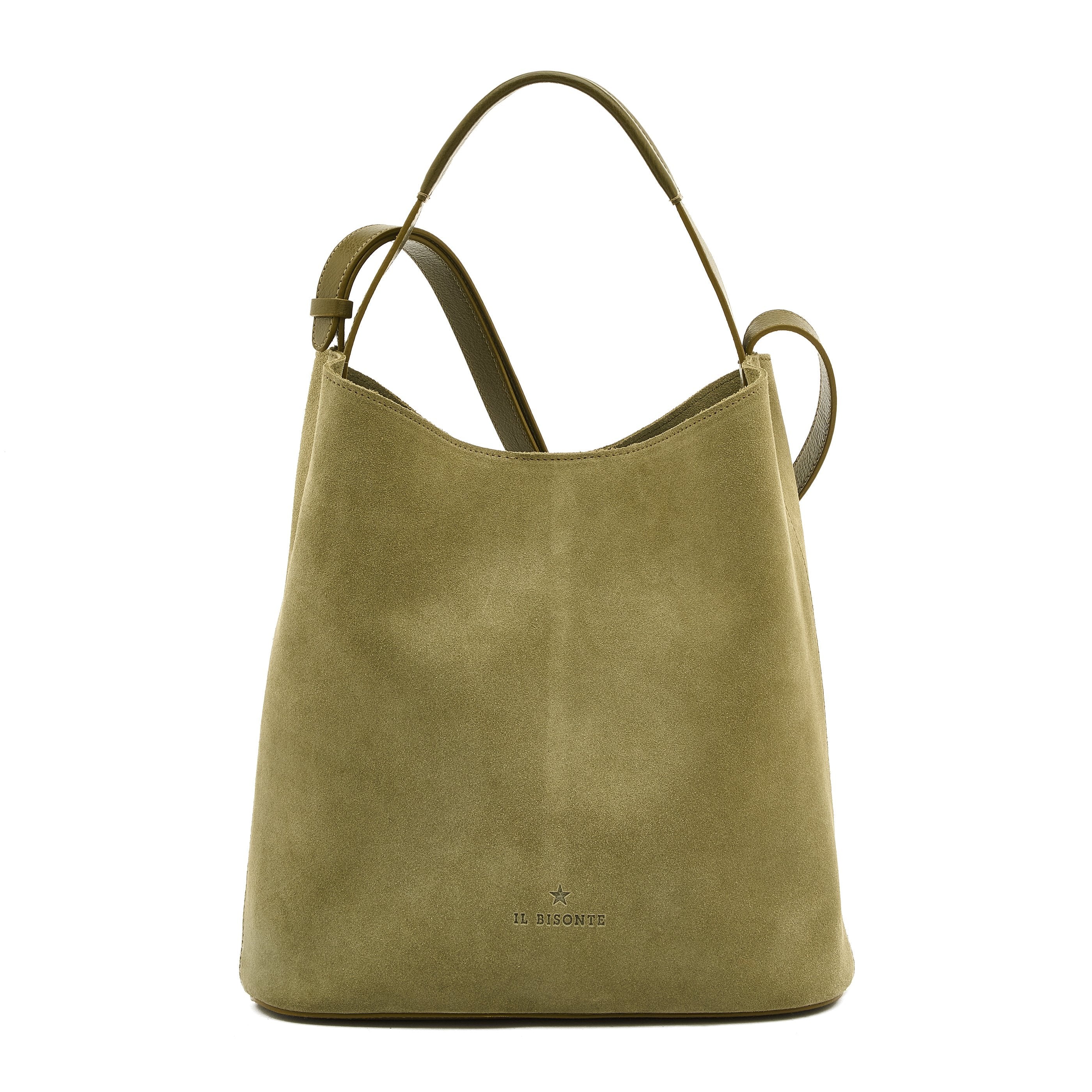 Le laudi | Women's bucket bag in suede color bamboo – Il Bisonte