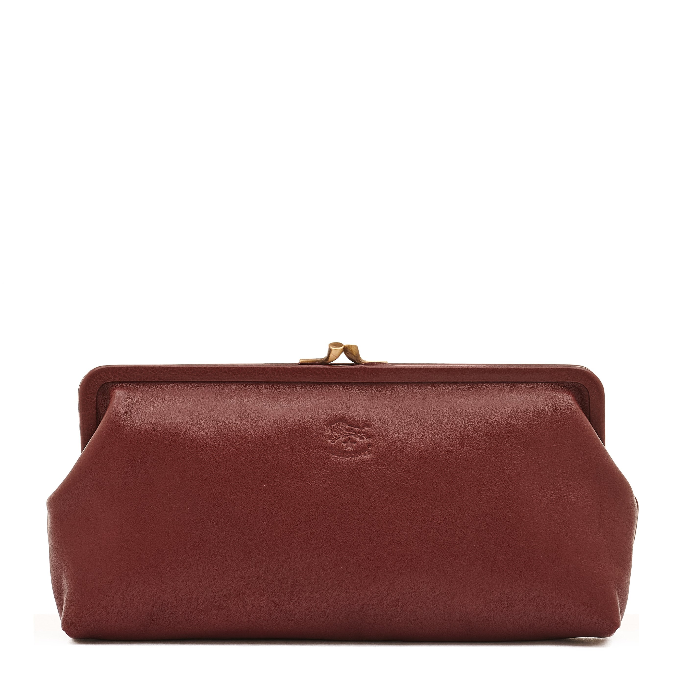Manuela | Women's clutch bag in leather color black cherry – Il
