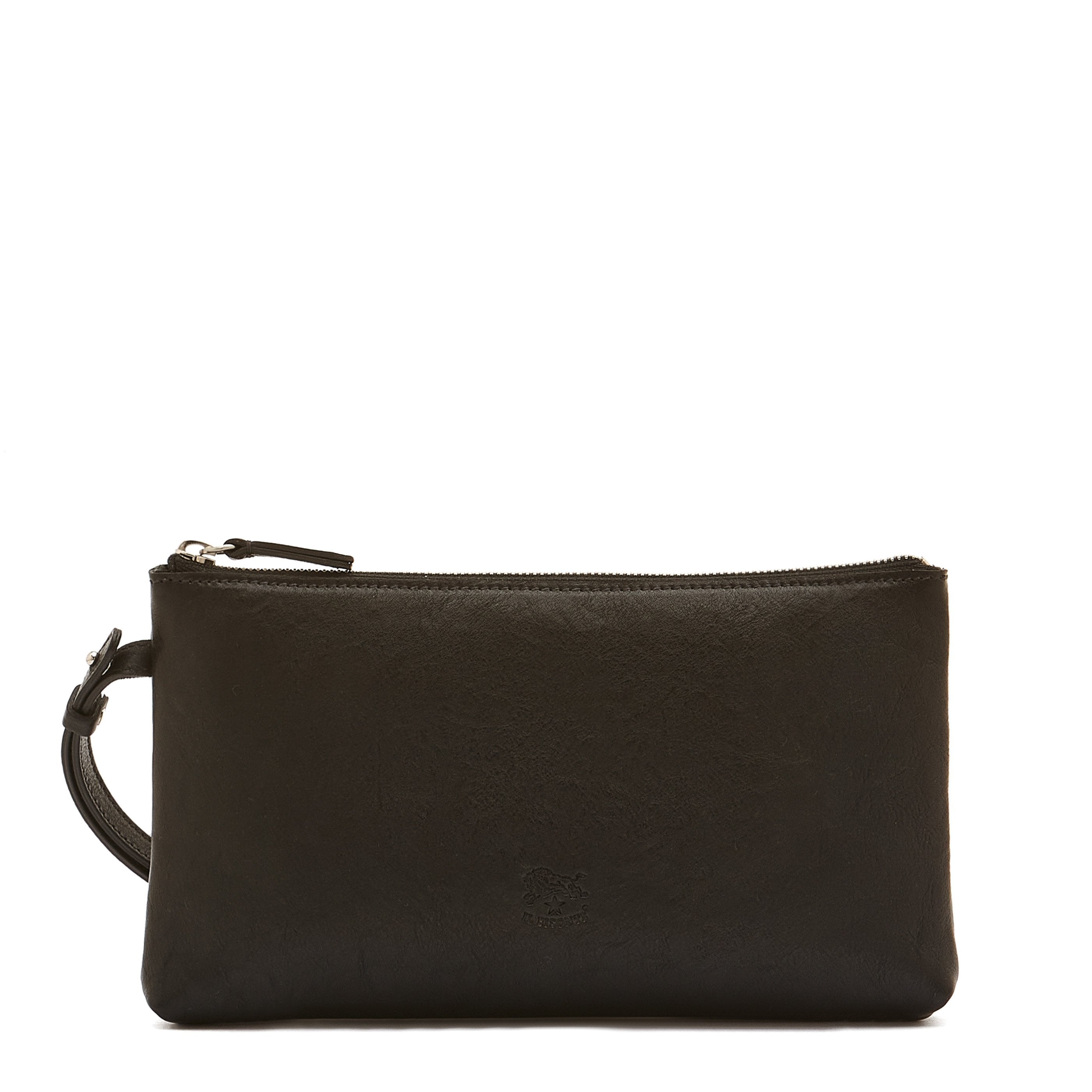 Oriuolo Men's clutch bag in vintage leather color black