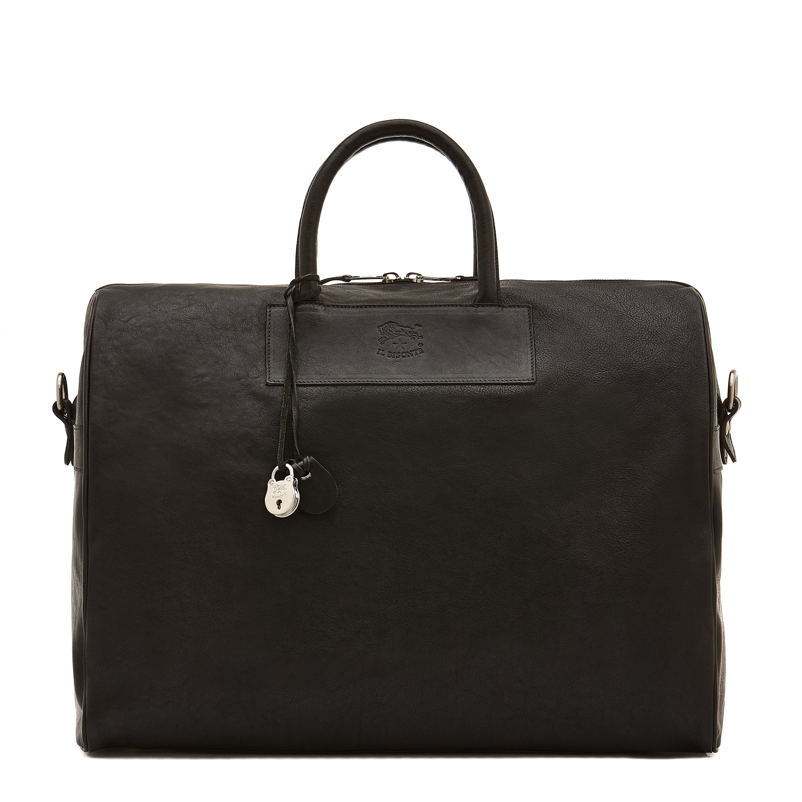 Lorenzo  Travel bag in vintage leather color black – Il Bisonte
