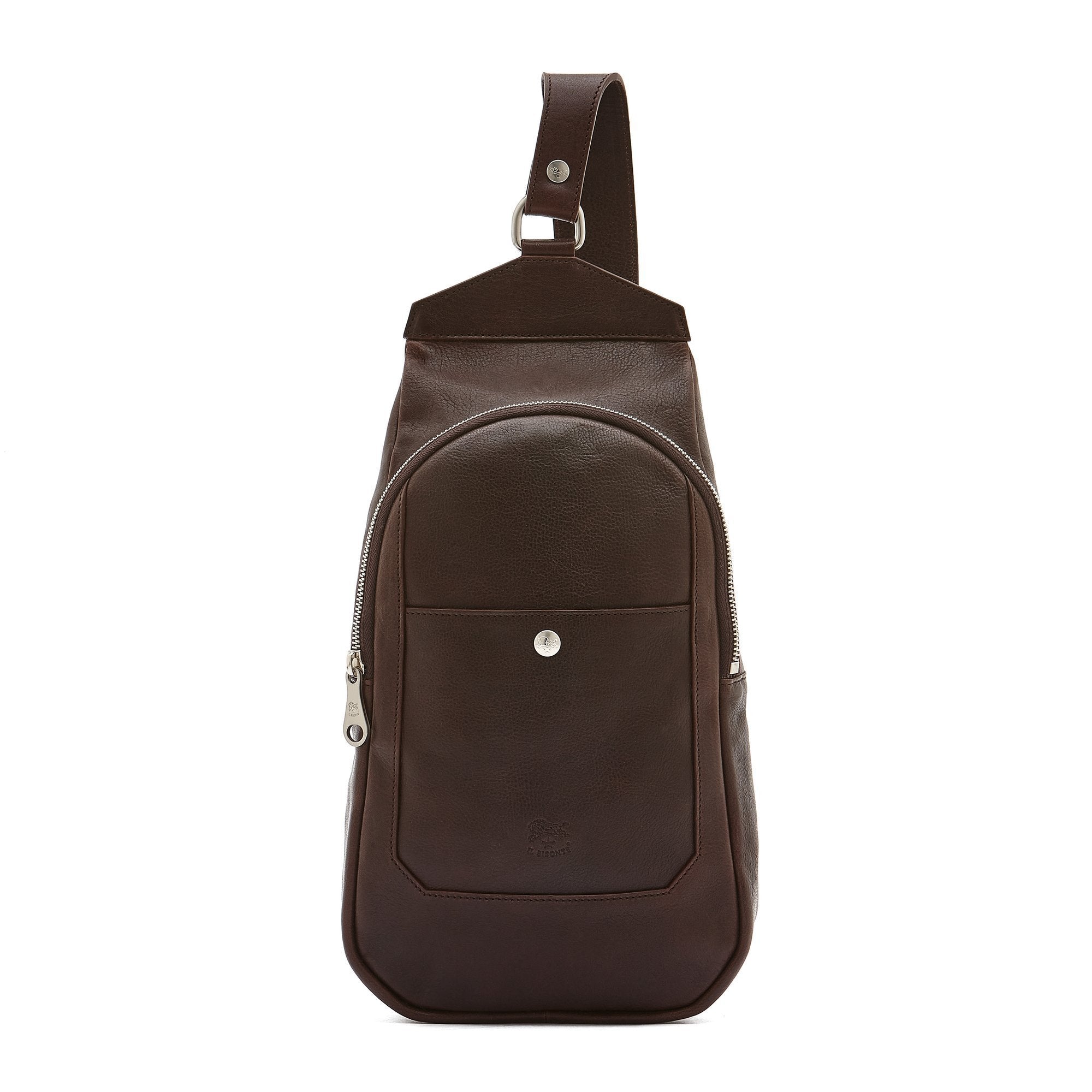 1 strap leather backpack Charlotte 3-in-1 Convertible in Miel Italian Buffalo Cowhide oliveve shoulder backpack with iconic geometric design Cognac Brown Leather Convertible Backpack