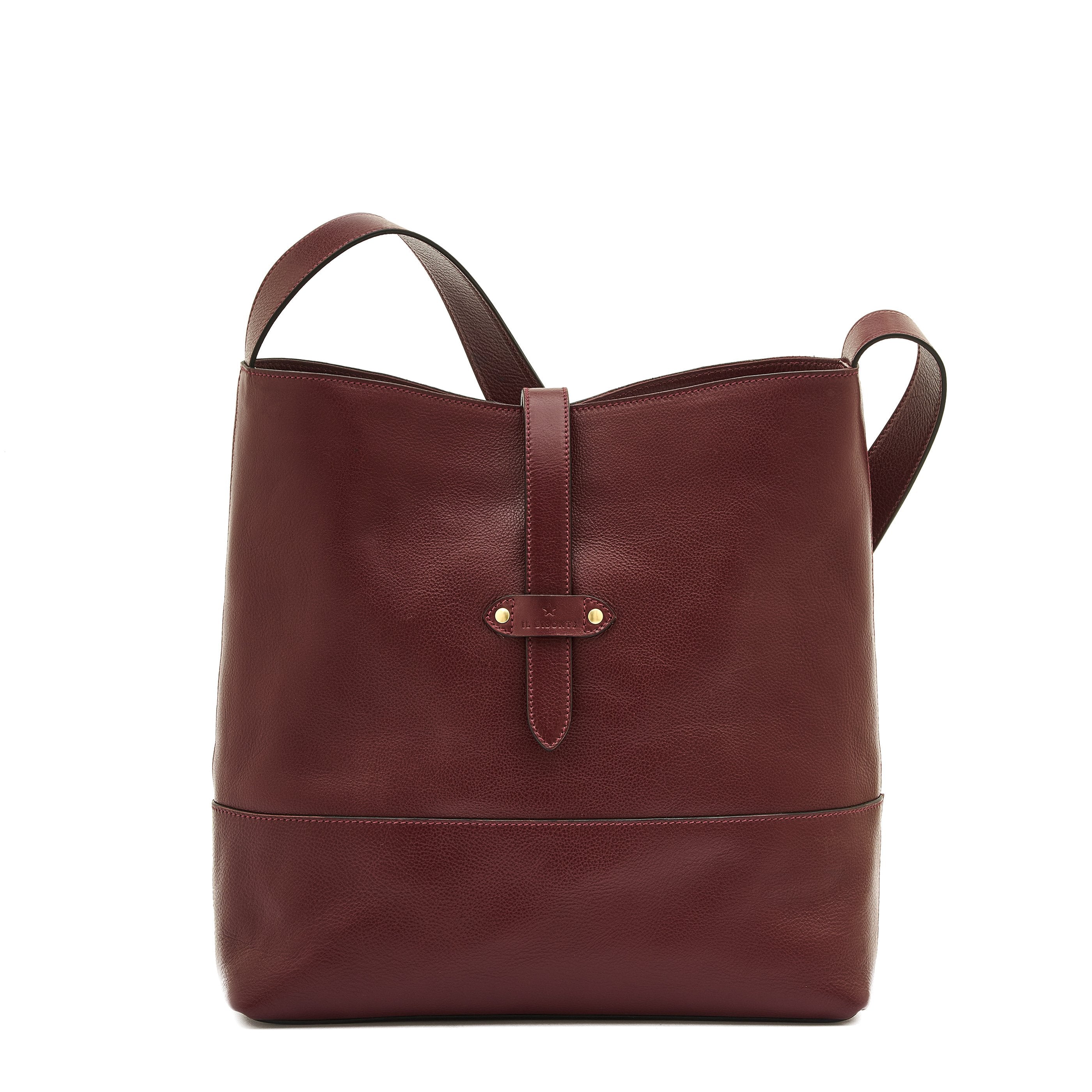 Archivio | Women's shoulder bag in leather color black cherry – Il