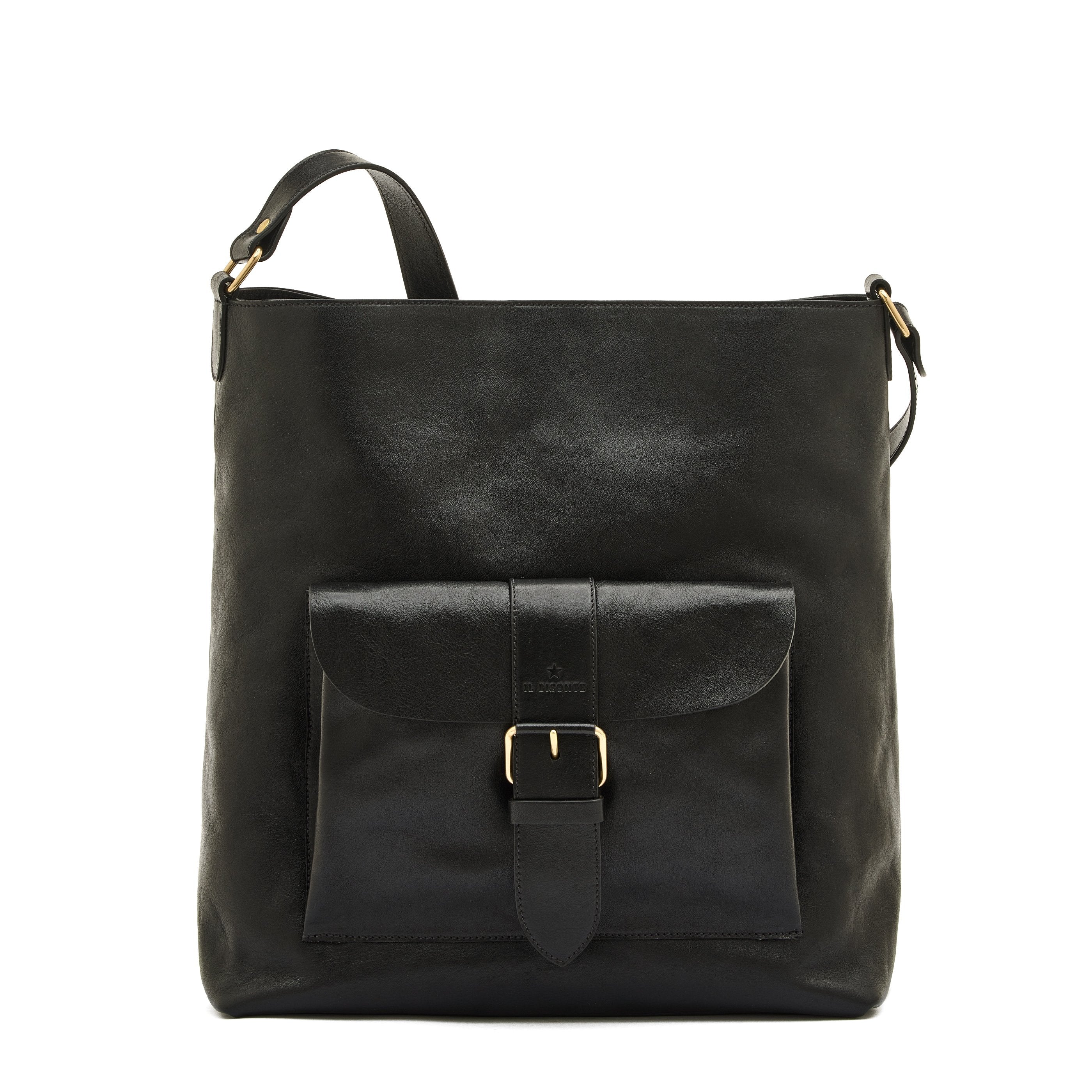 IL BISONTE/SHOULDER BAG 【BLACK】 Linea 1990 | Women's shoulder bag in leather color black – Il Bisonte
