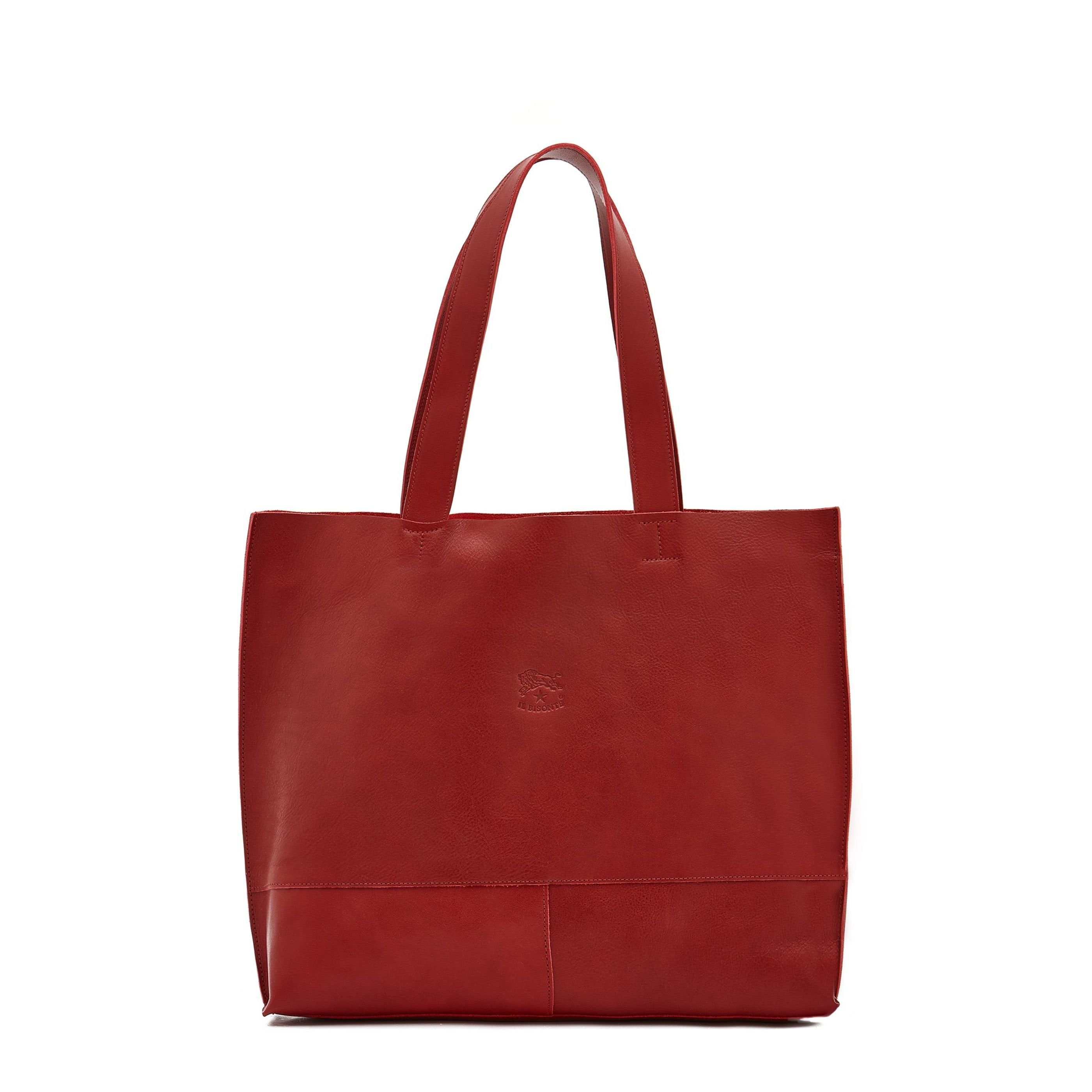 Talamone Women's tote bag in leather color red โ Il Bisonte