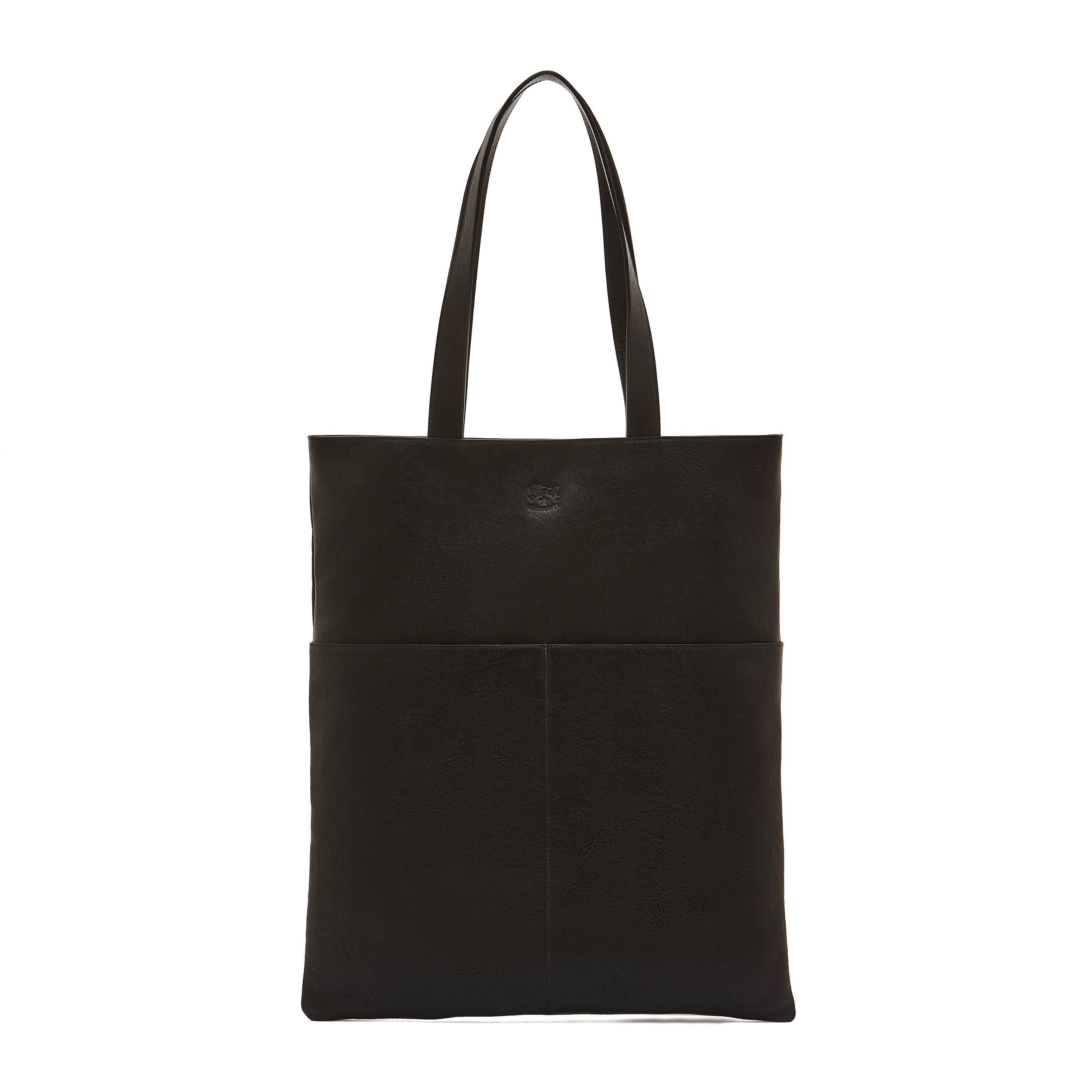 Oriuolo Men's tote bag in vintage leather color black