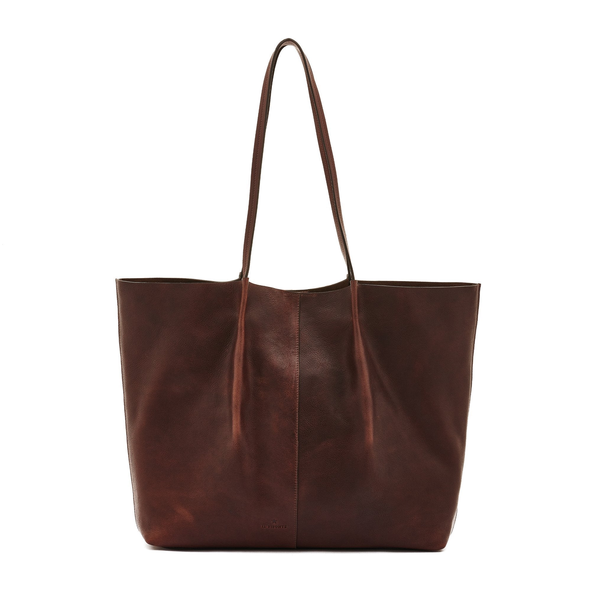IL BISONTE レザー トートバッグ ブラウン Nina | Women's tote bag in vintage leather color coffee – Il Bisonte