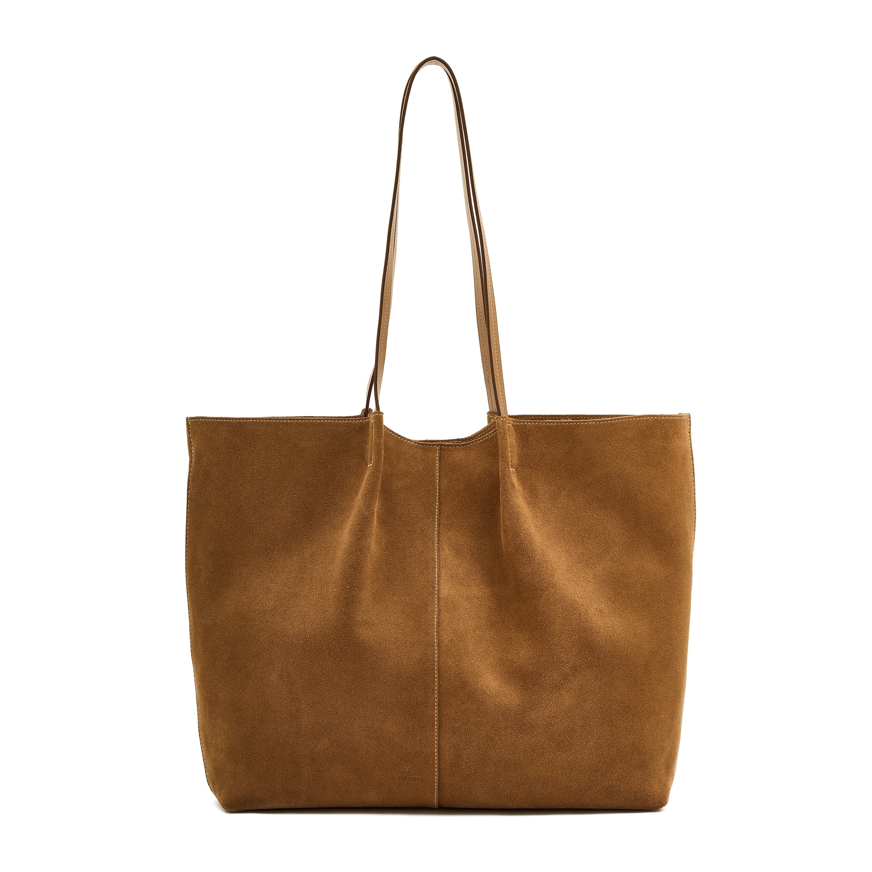 Nina | Women's tote bag in suede color gianduia – Il Bisonte