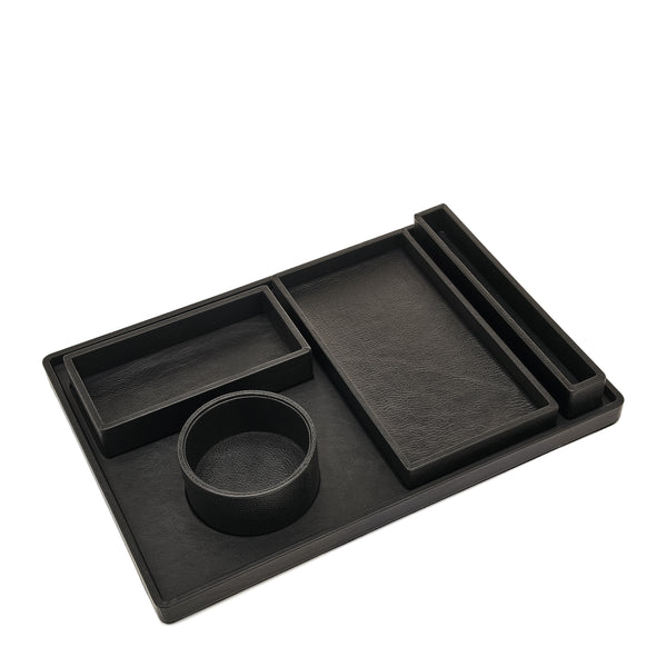 Canteen  tray 02 | Accessorio per la casa in cuoio colore nero