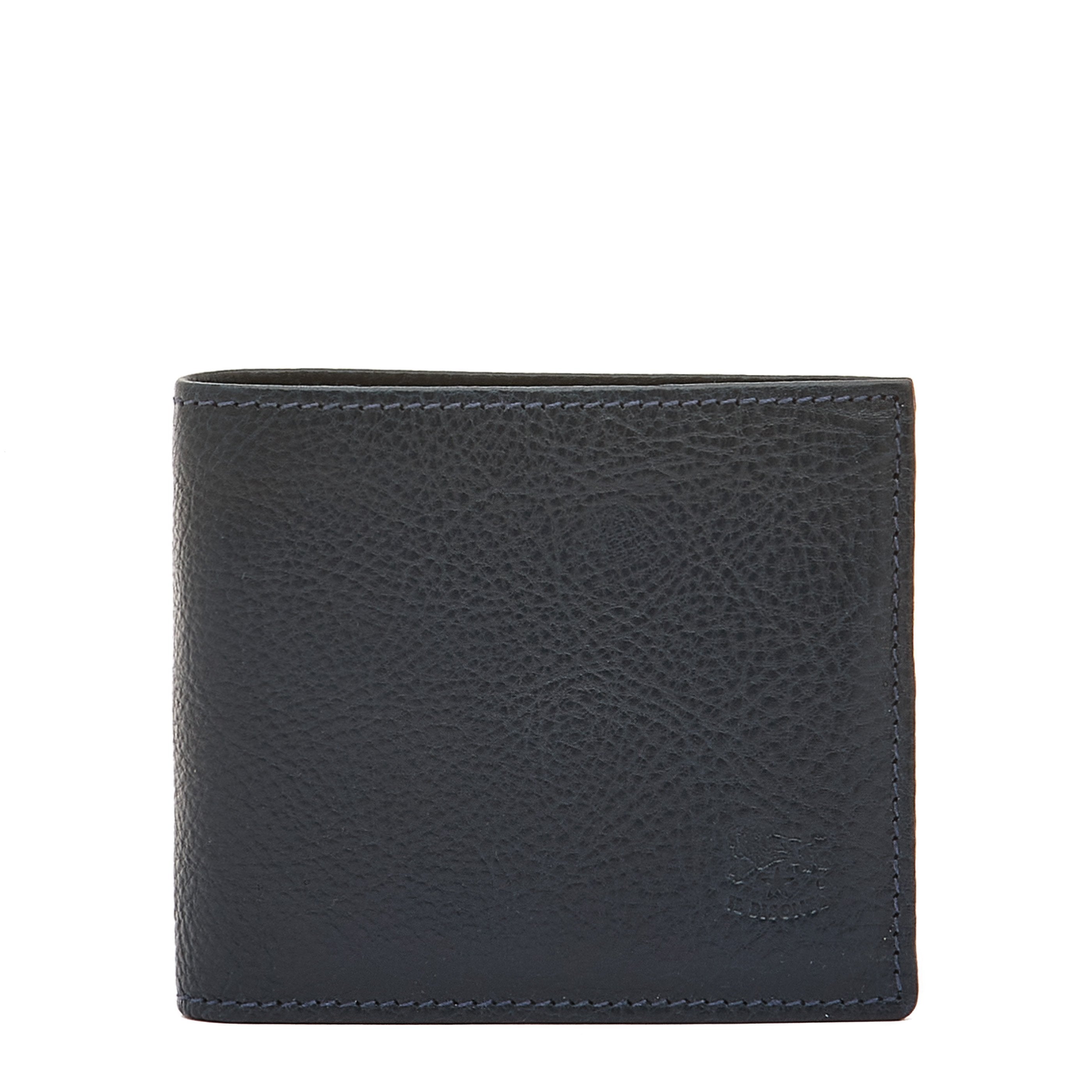 Men's bi-fold wallet in leather color blue – Il Bisonte