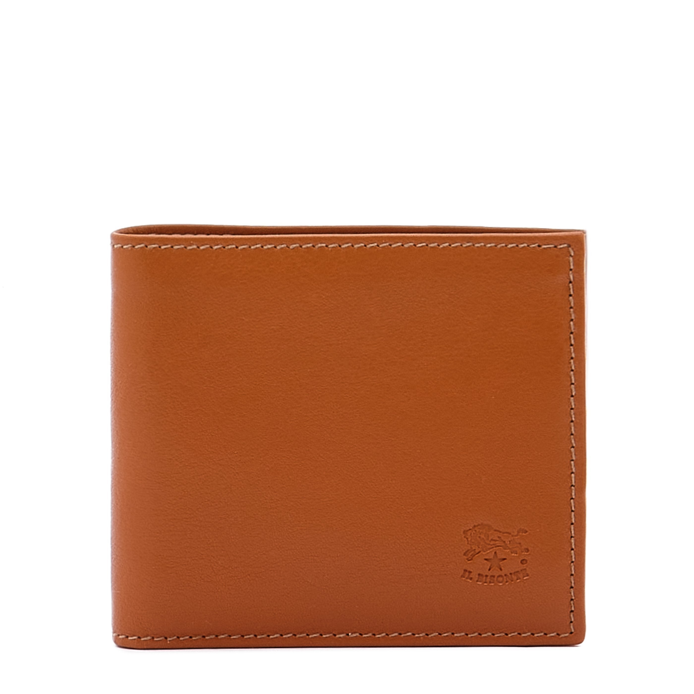 Men's bi-fold wallet in leather color caramel – Il Bisonte