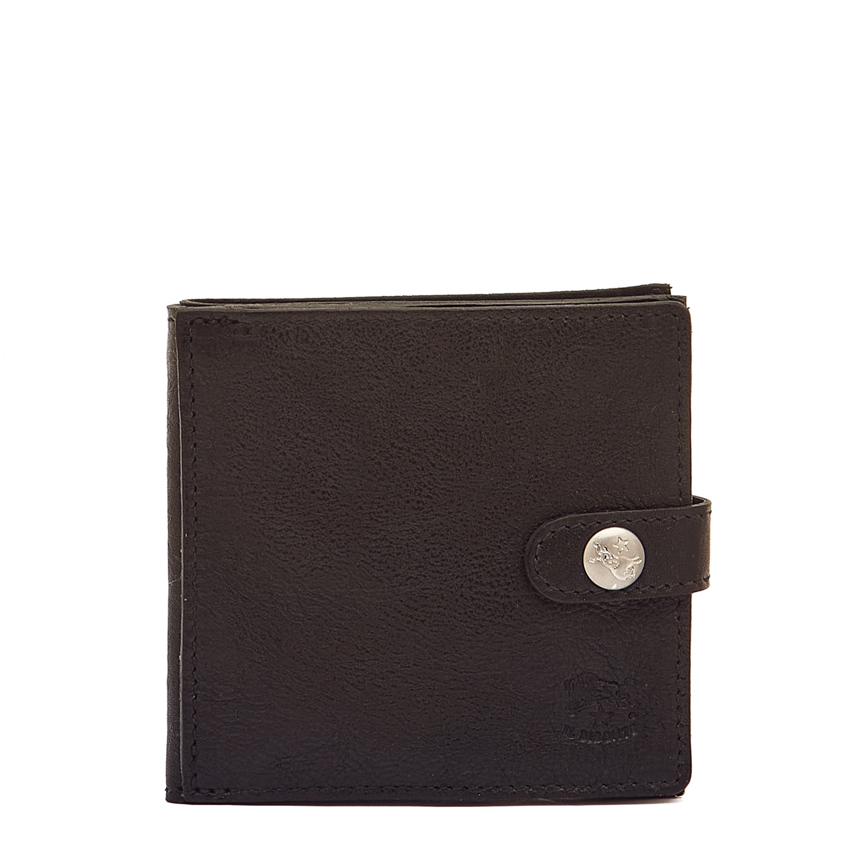 Men's bi-fold wallet in vintage leather color black – Il Bisonte