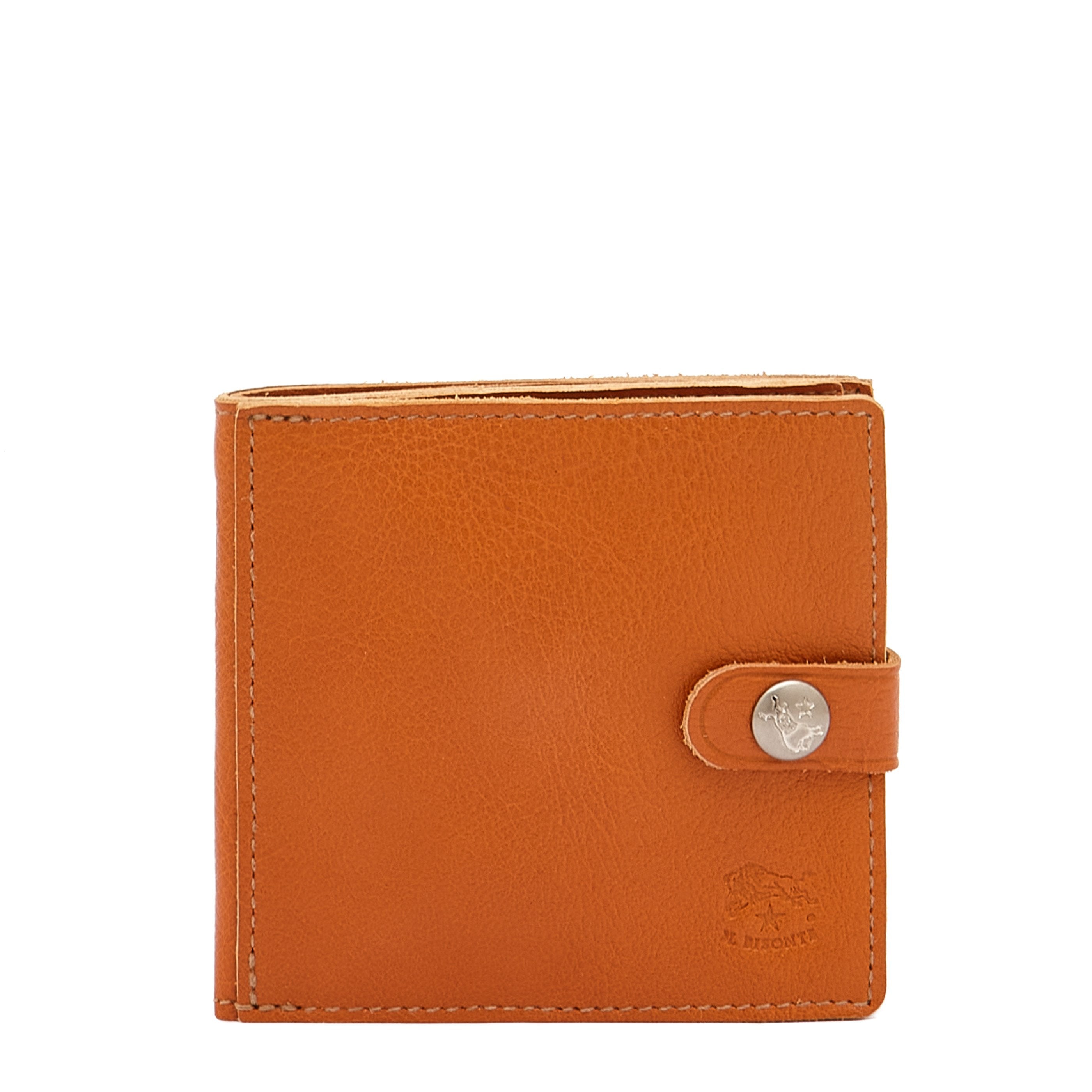 Men's bi-fold wallet in leather color caramel – Il Bisonte