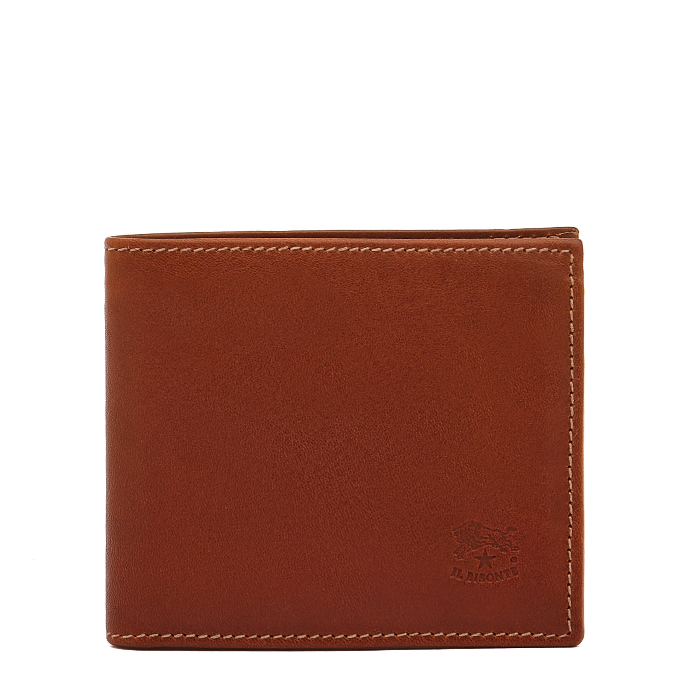 Men's bi-fold wallet in vintage leather color sepia – Il Bisonte