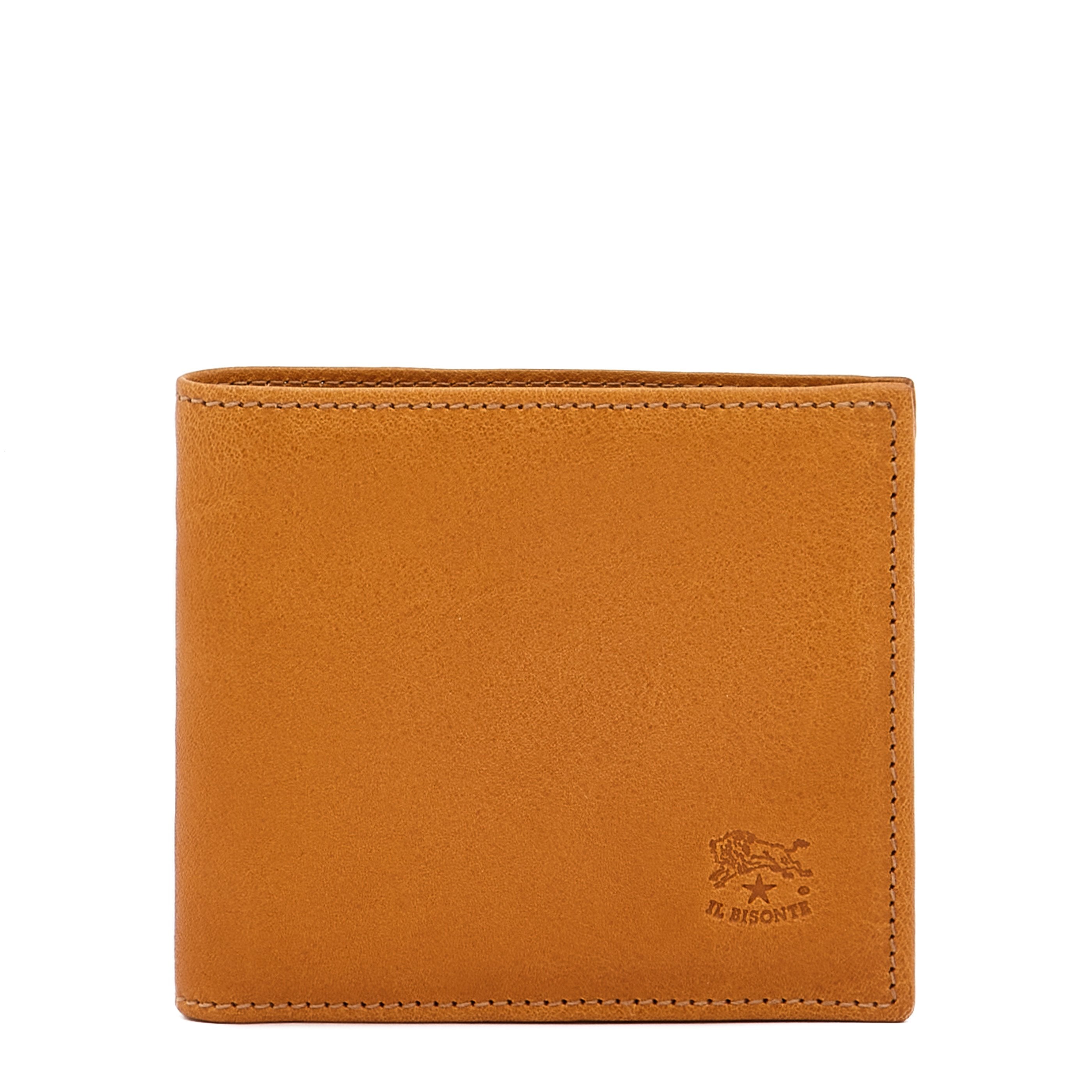 Men's bi-fold wallet in vintage leather color natural – Il Bisonte