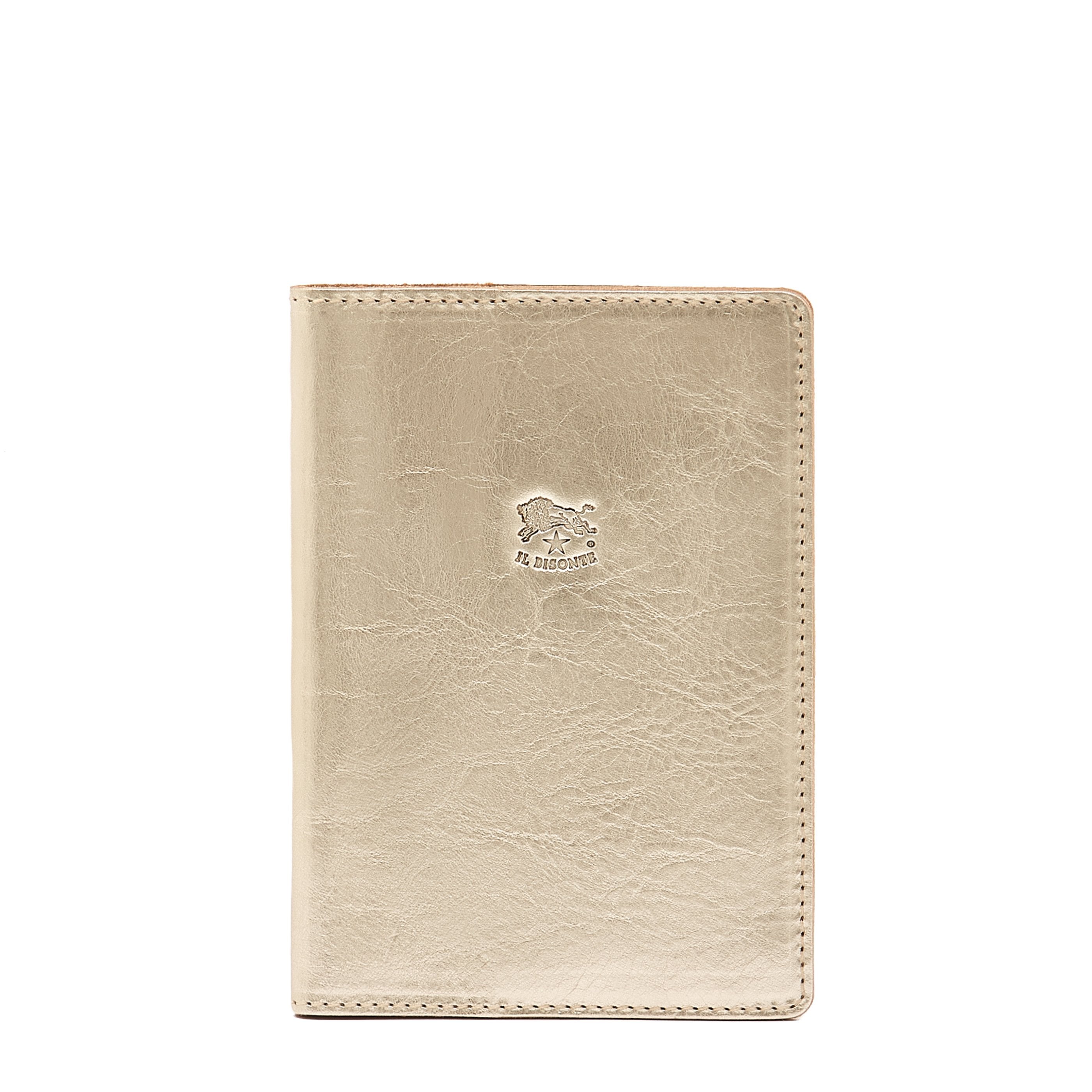Passport holder in metallic leather color metallic platinum – Il