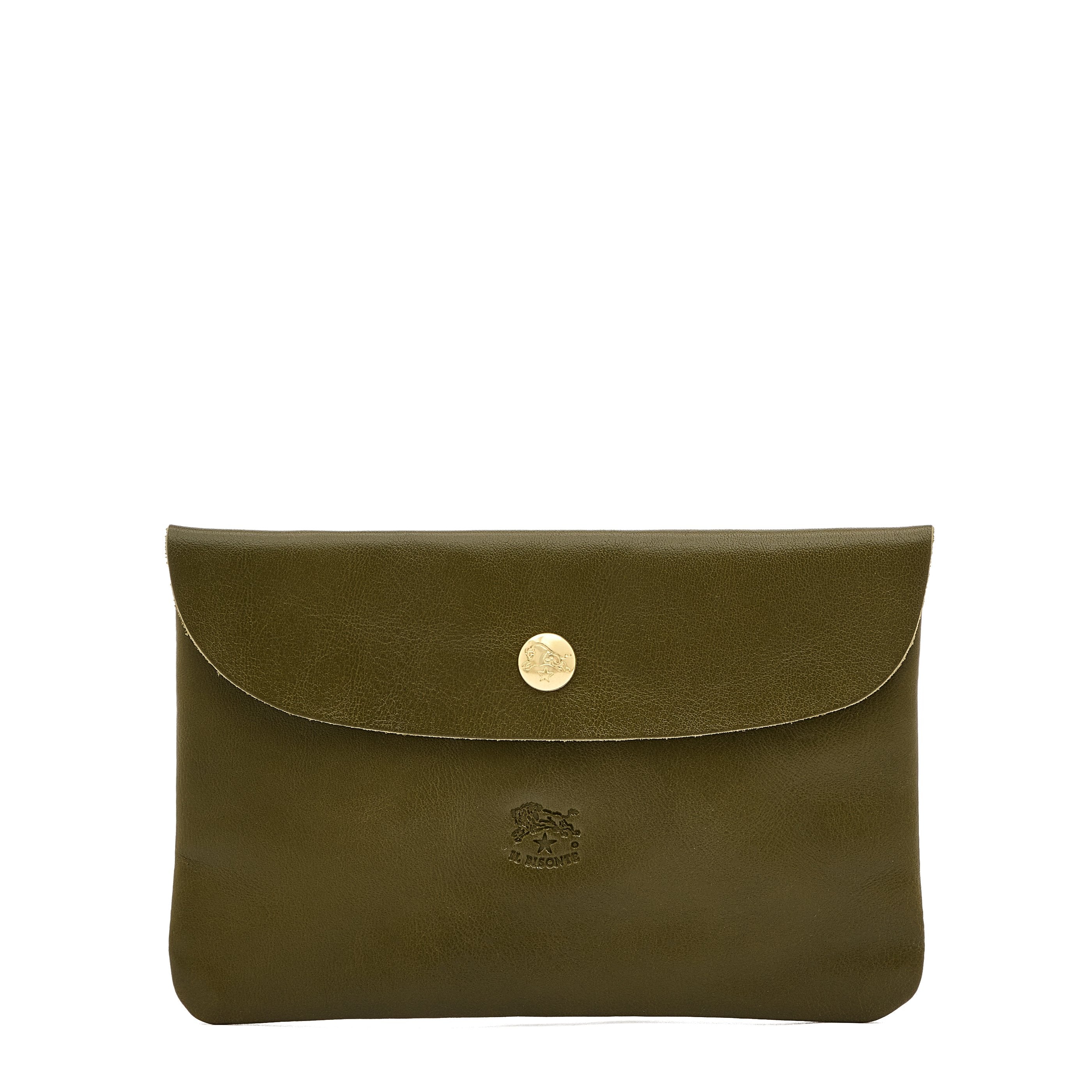 Case in leather color rugiada green – Il Bisonte