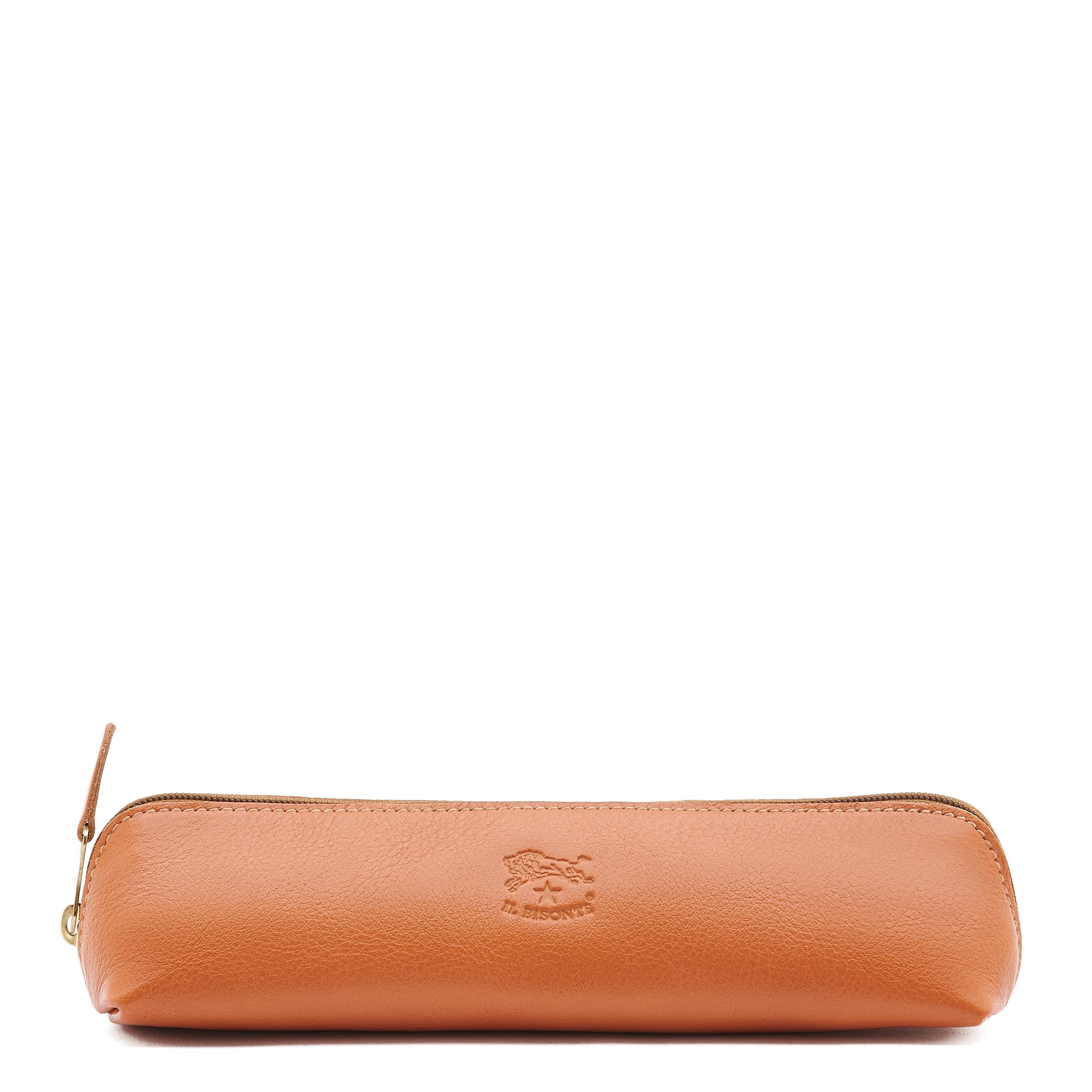 Women's pencil case in leather color caramel – Il Bisonte