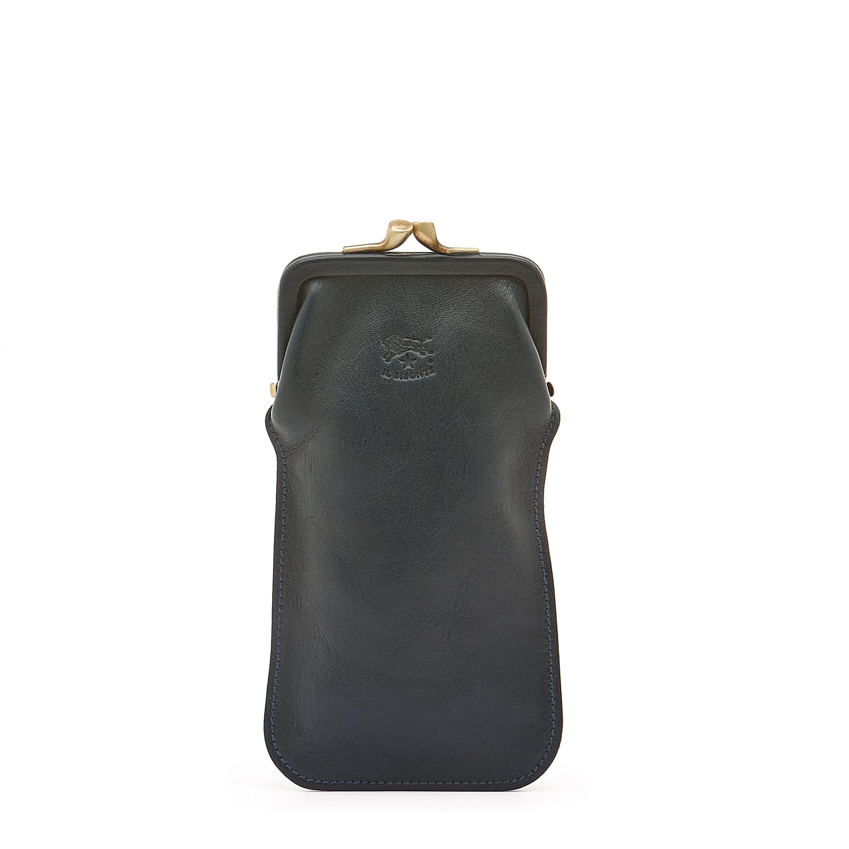 Glasses case in leather color blue – Il Bisonte