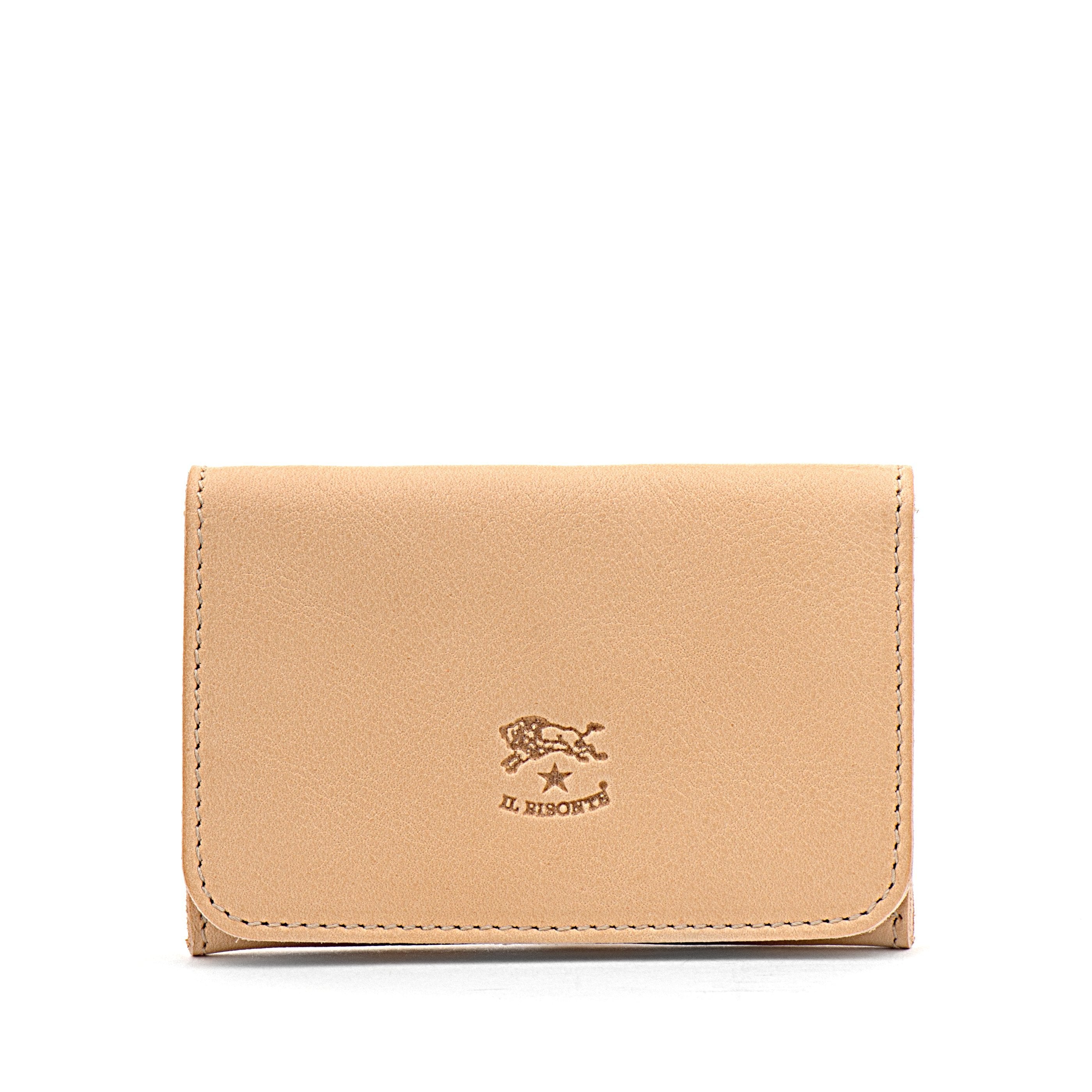 Card case in calf leather color natural