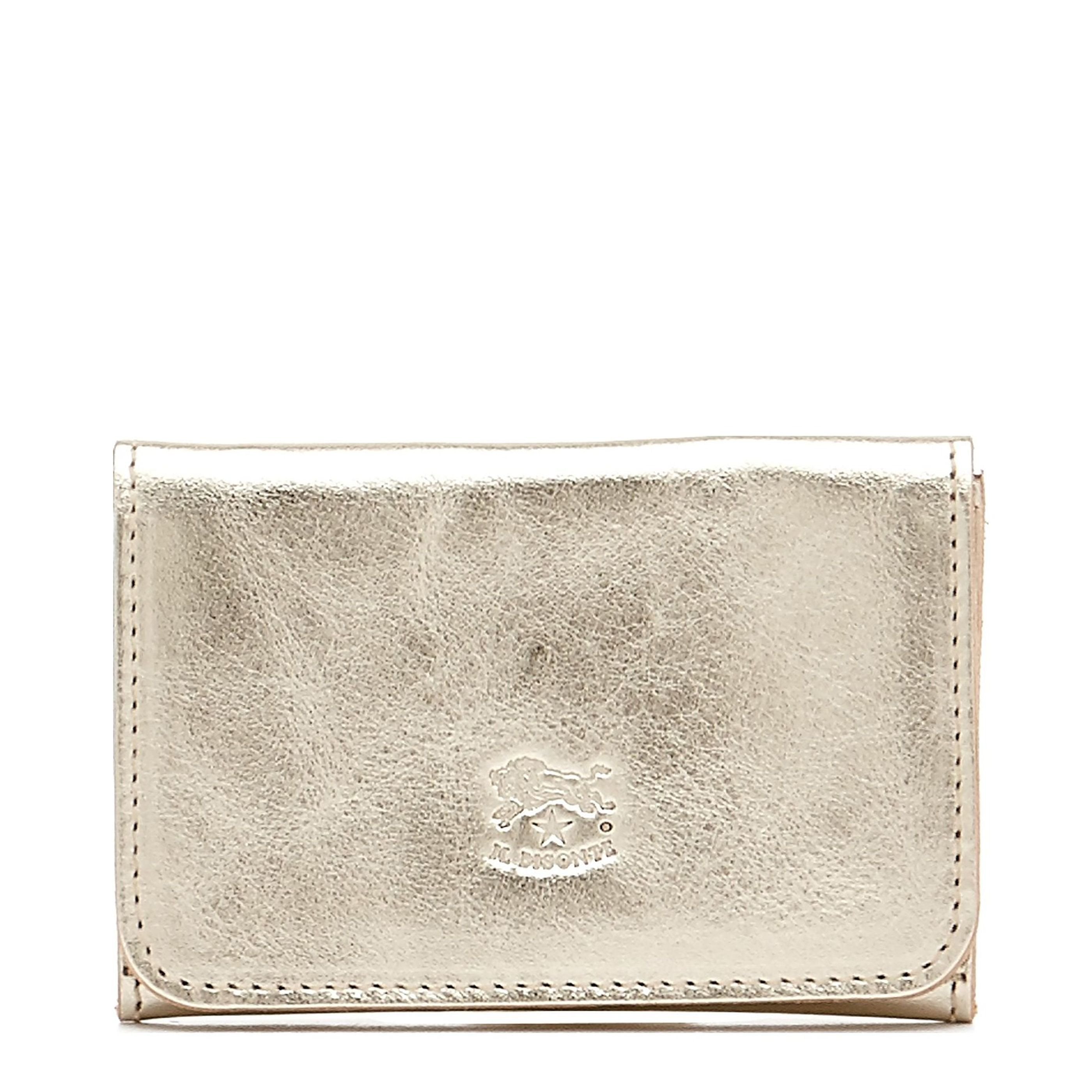 Women's coin purse in metallic leather color metallic platinum – Il Bisonte