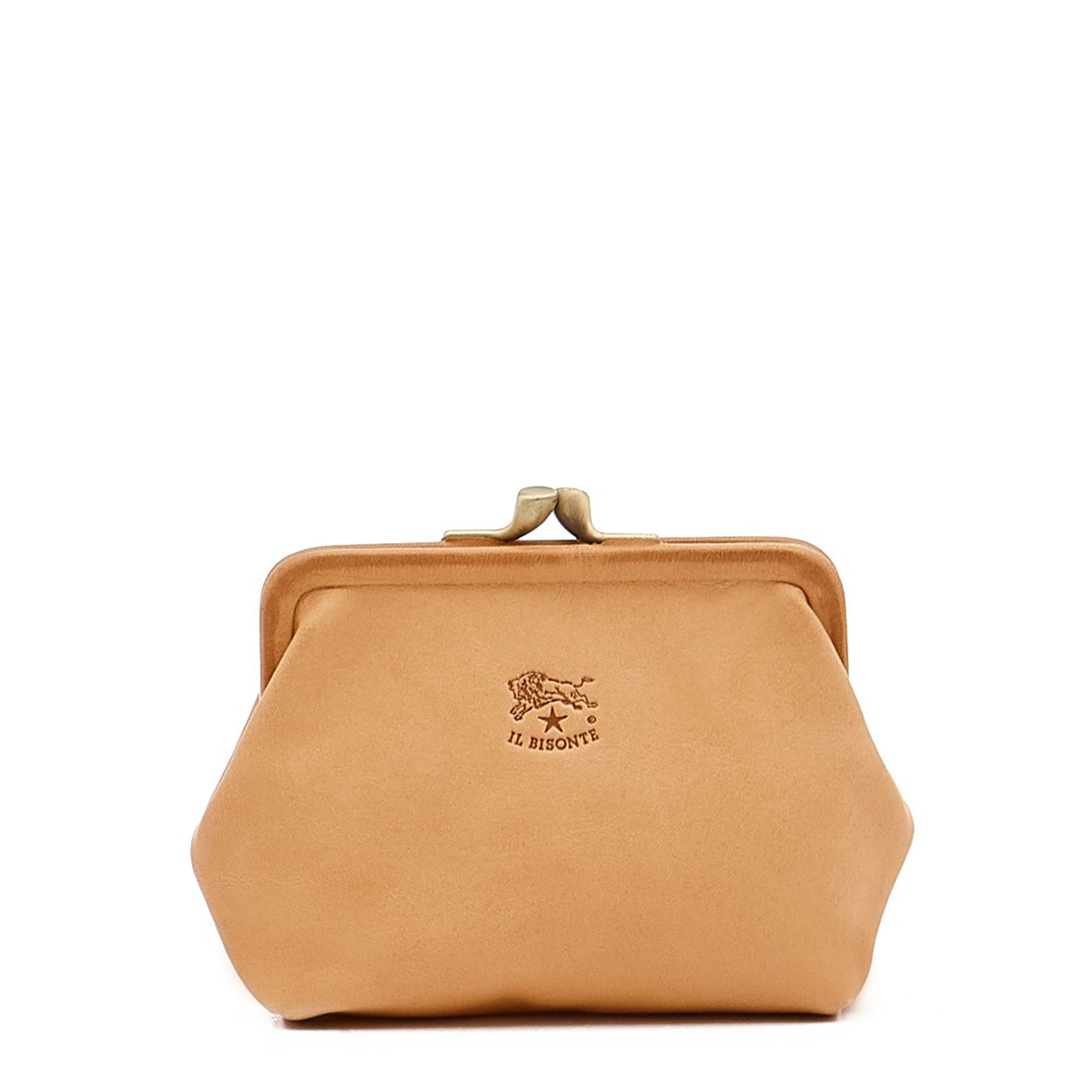 Women's coin purse in leather color natural