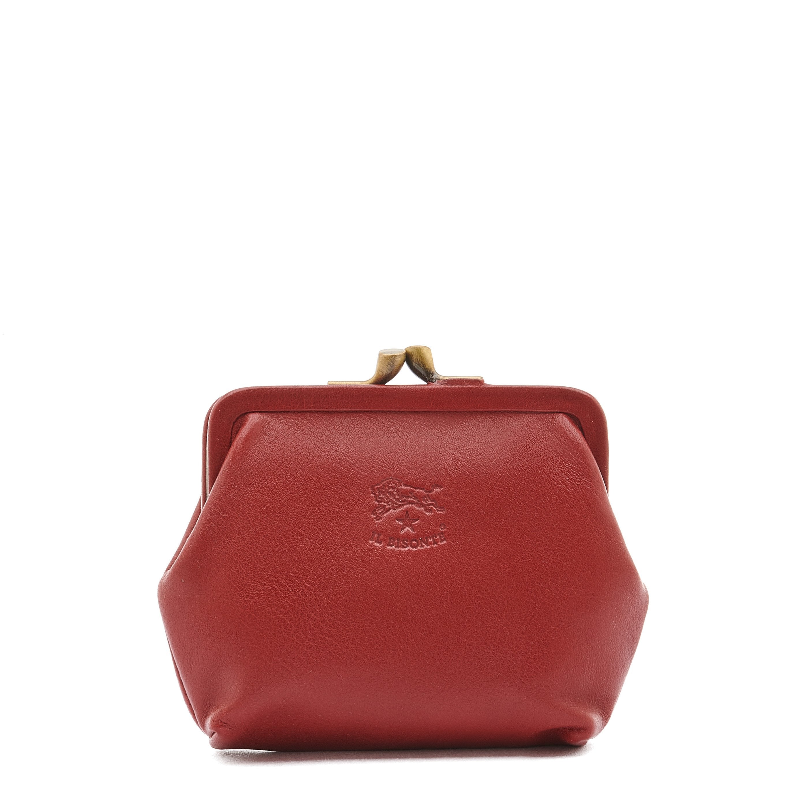 Women's coin purse in leather color red – Il Bisonte