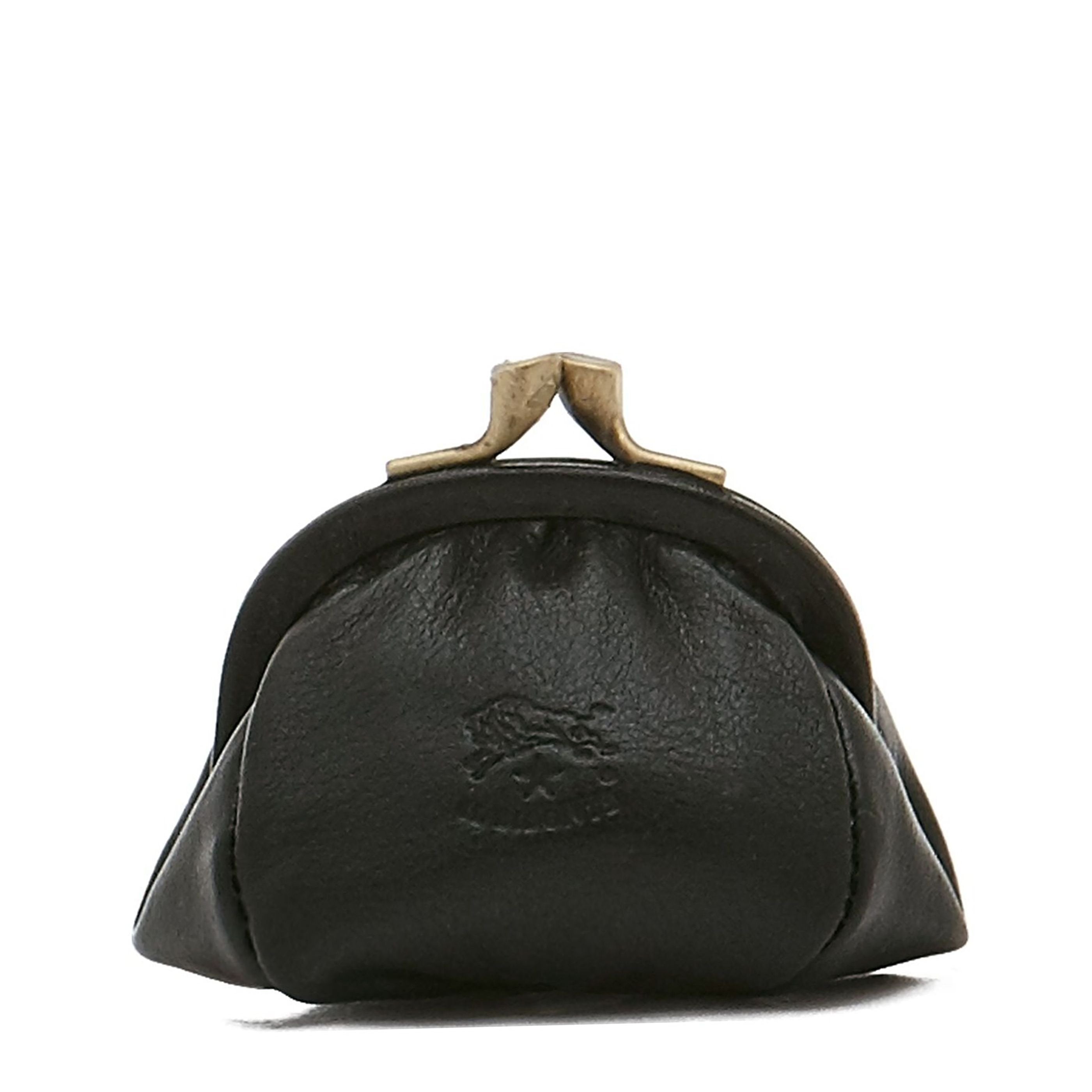 Women's coin purse in leather color black – Il Bisonte