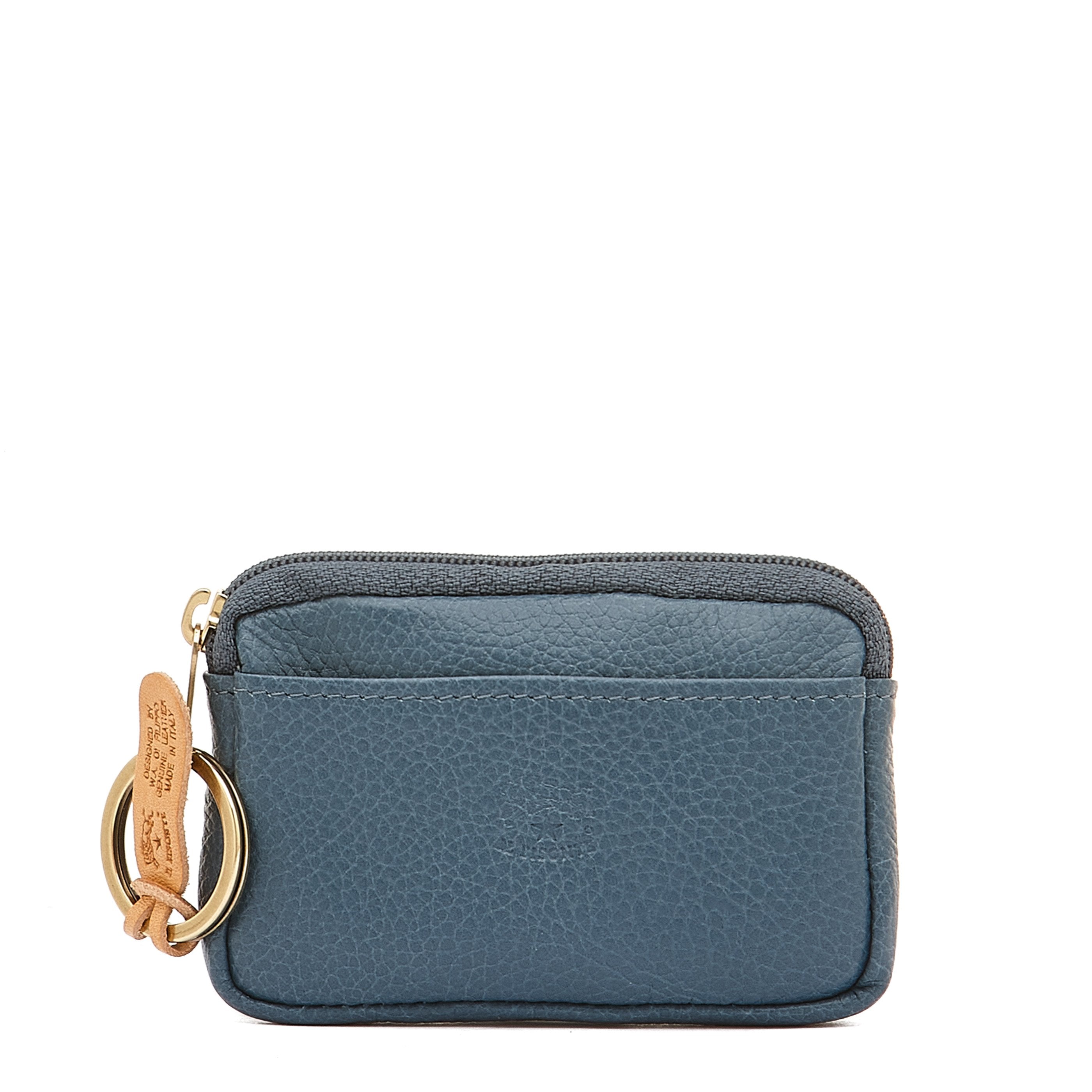 Women's coin purse in leather color blue denim – Il Bisonte