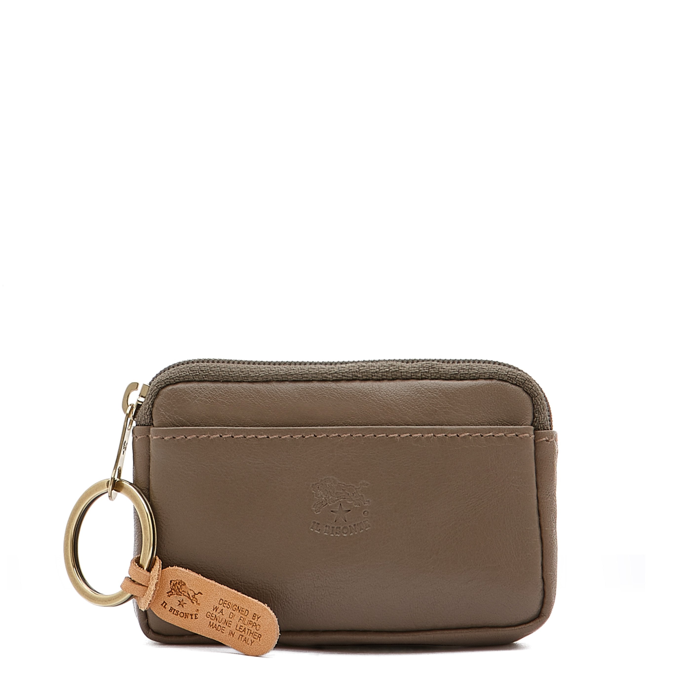Coin purse in calf leather color light grey – Il Bisonte