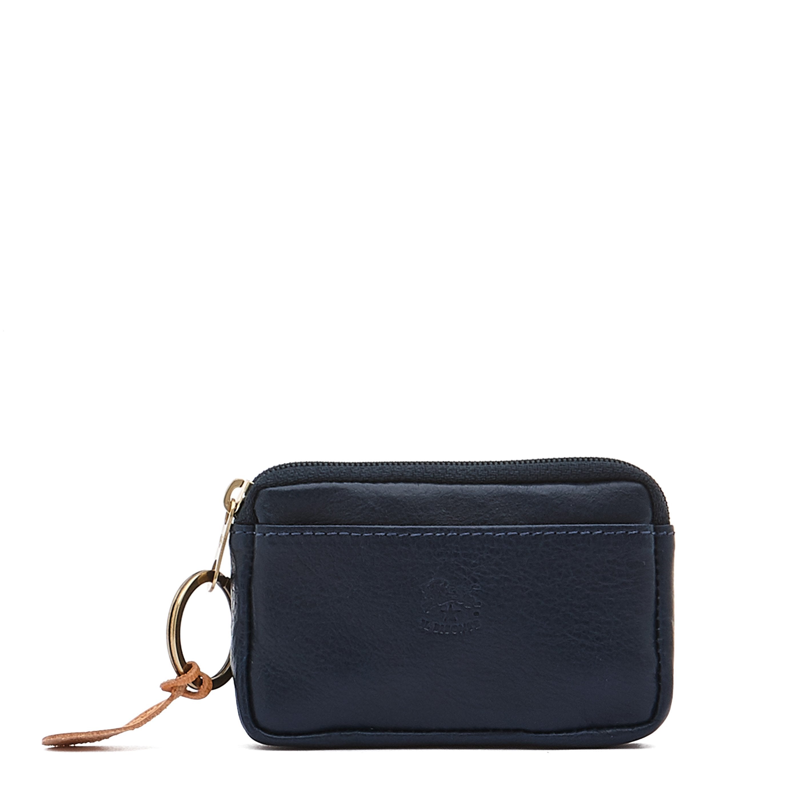 Coin purse in leather color blue