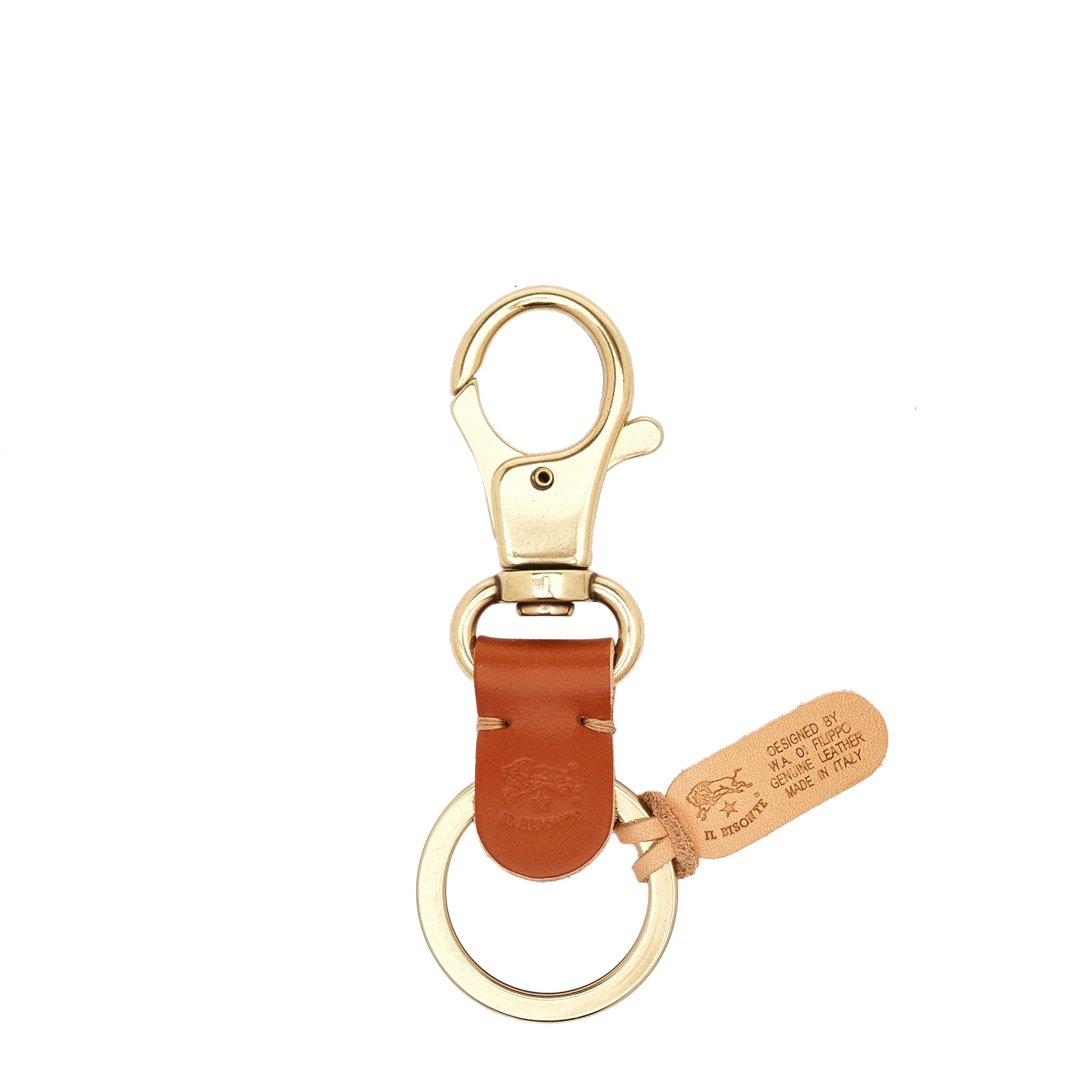 Keyring in leather color caramel – Il Bisonte