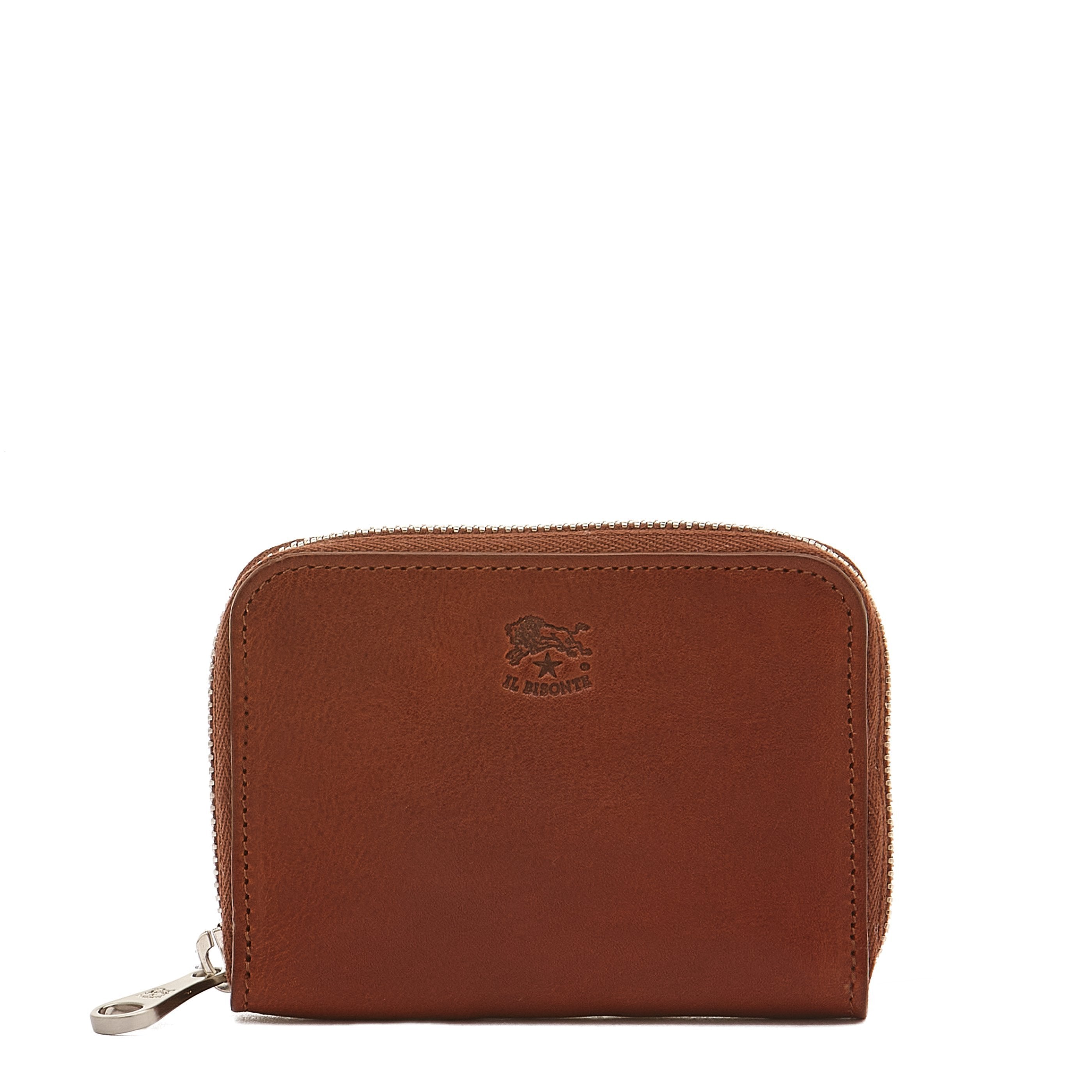 Cestello | Men's zip around wallet in vintage leather color sepia