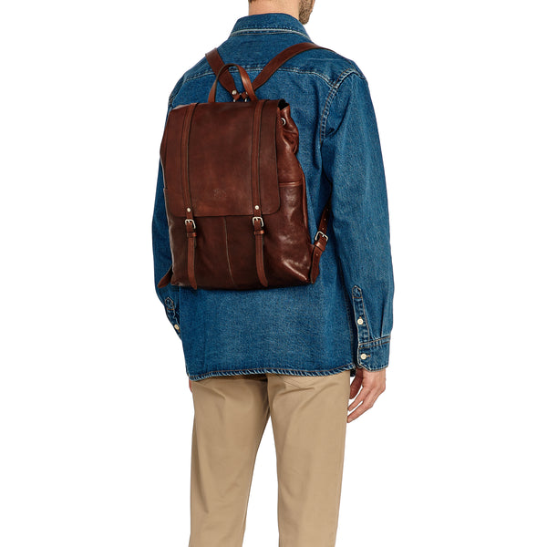 Trappola | Men's backpack in vintage leather color coffee