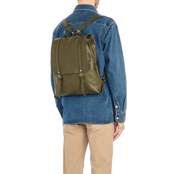 Trappola | Men's backpack in vintage leather color forest