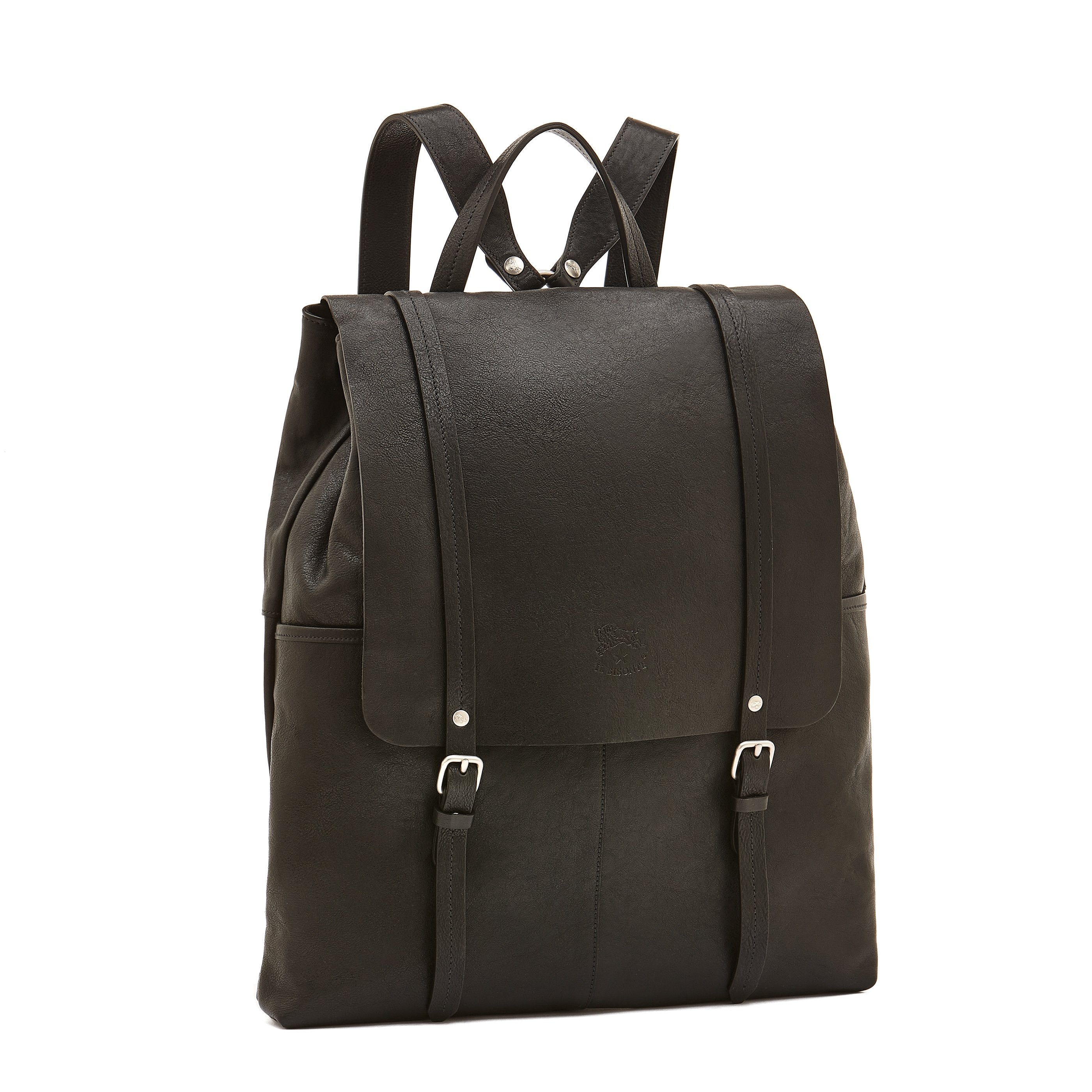 black leather backpack vintage Trappola