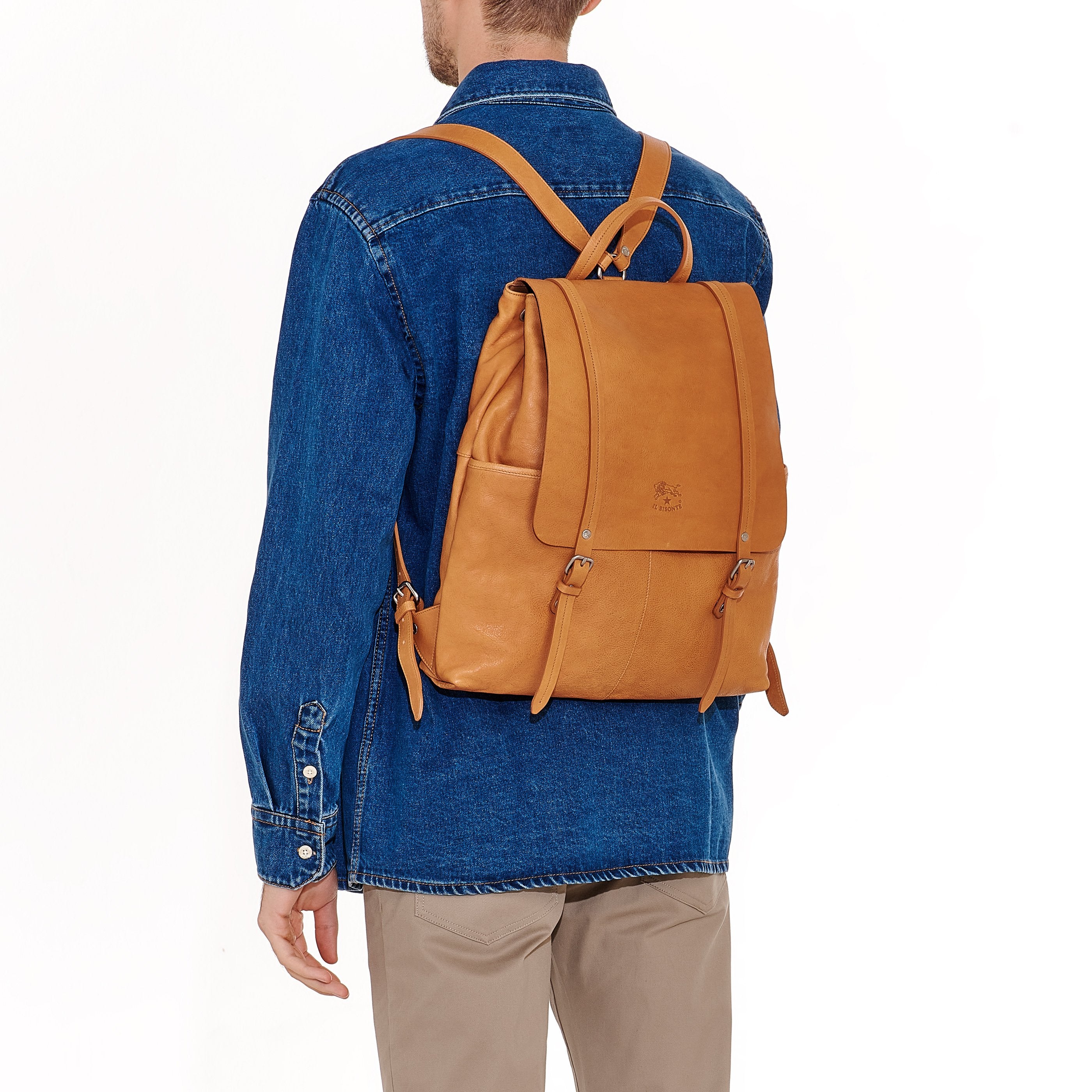 Trappola | Men's backpack in vintage leather color natural