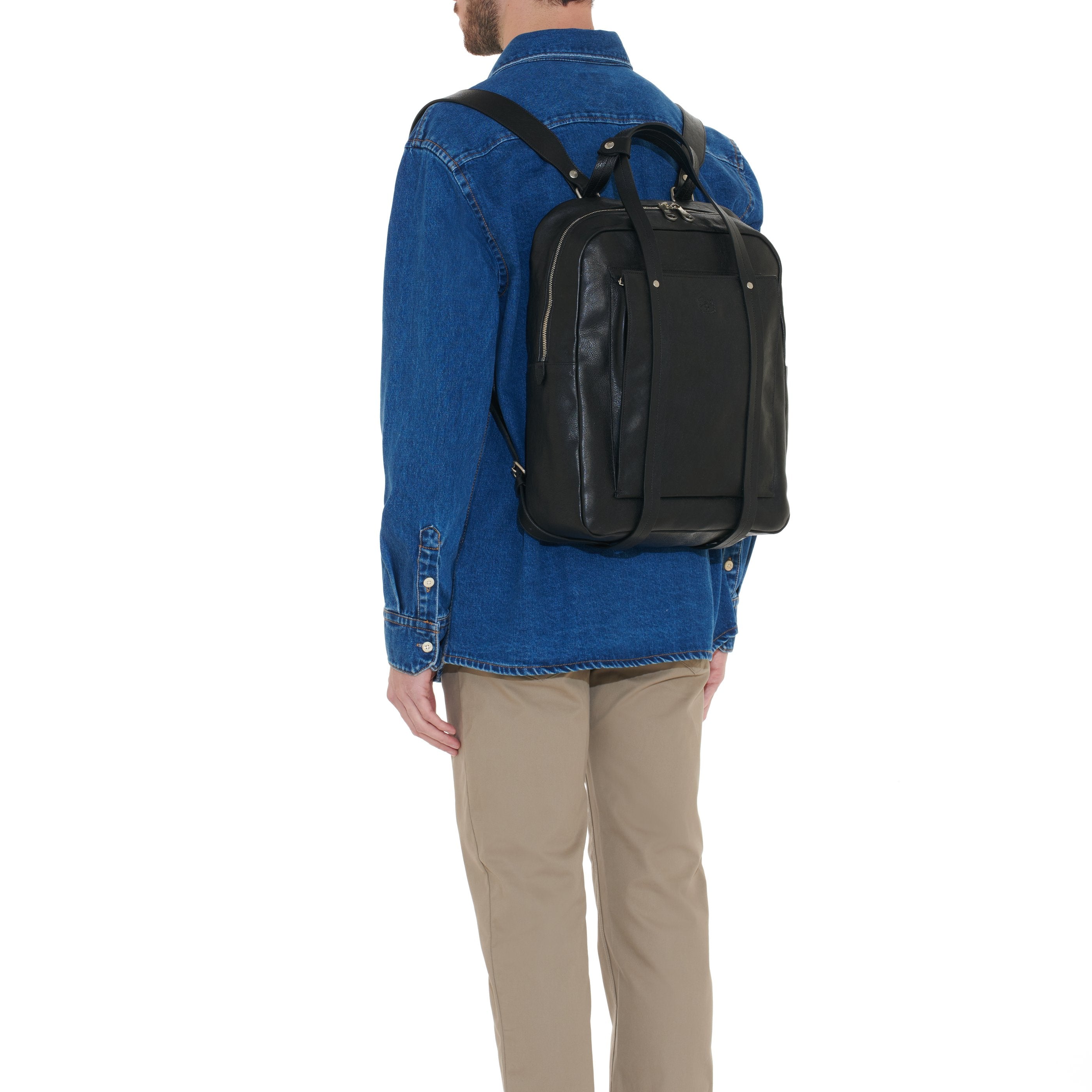 Trebbio | Sac a dos pour homme en cuir vintage couleur noir