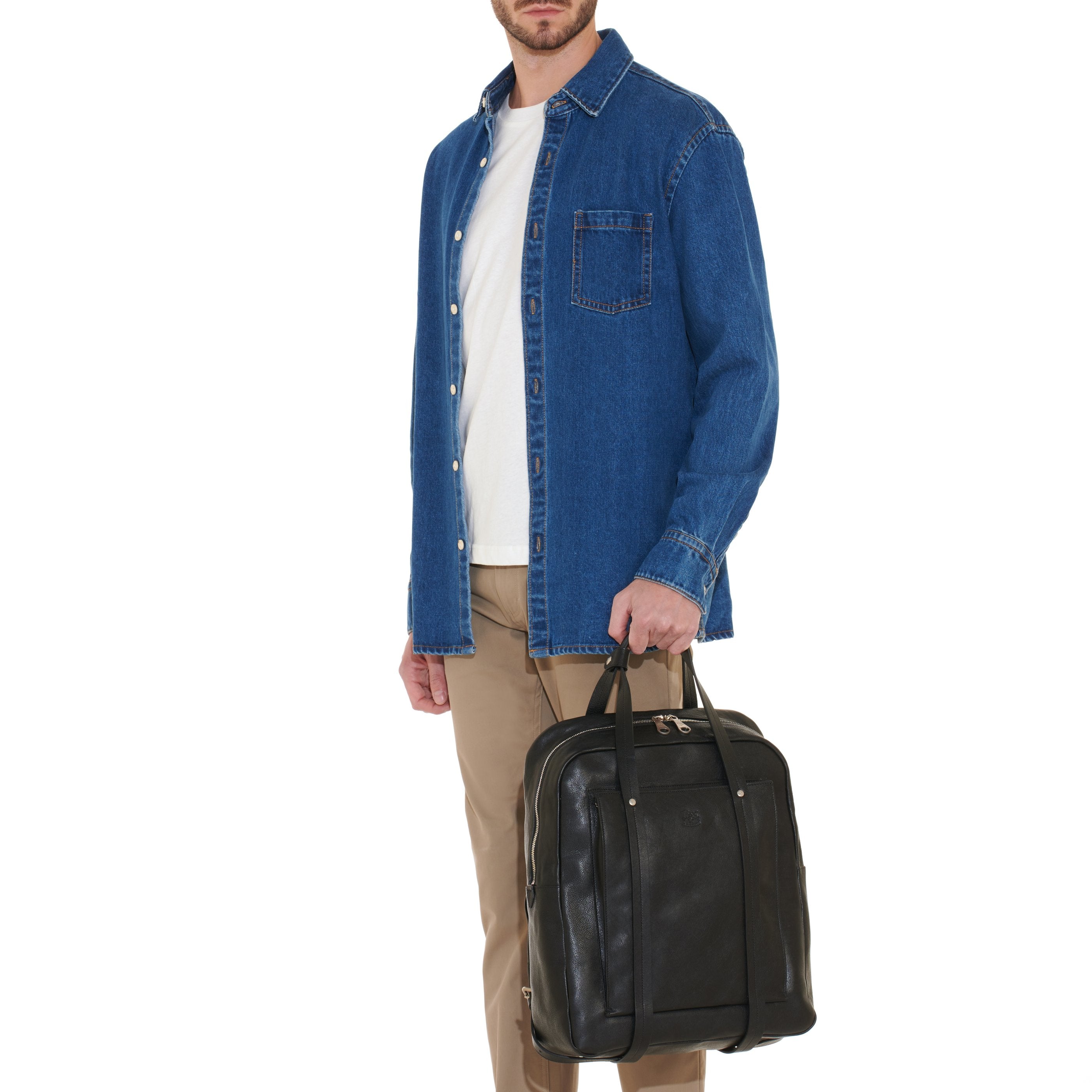 Trebbio | Sac a dos pour homme en cuir vintage couleur noir