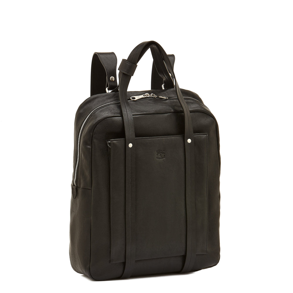 Trebbio | Sac a dos pour homme en cuir vintage couleur noir