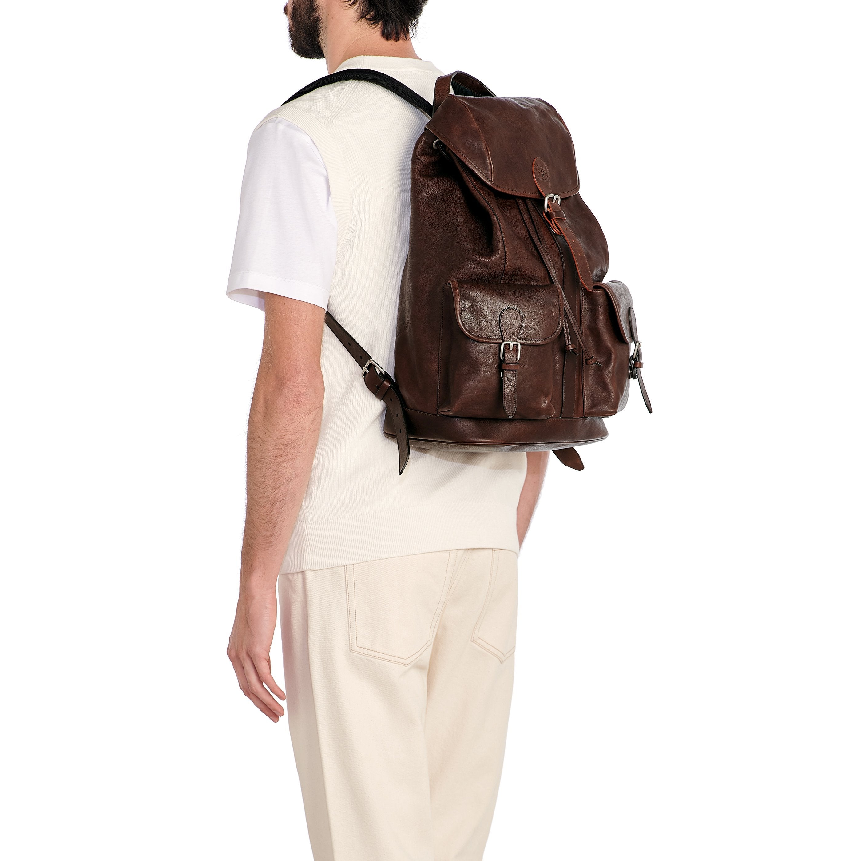 Linea 1990 | Zaino da uomo in pelle colore caffe / aragosta