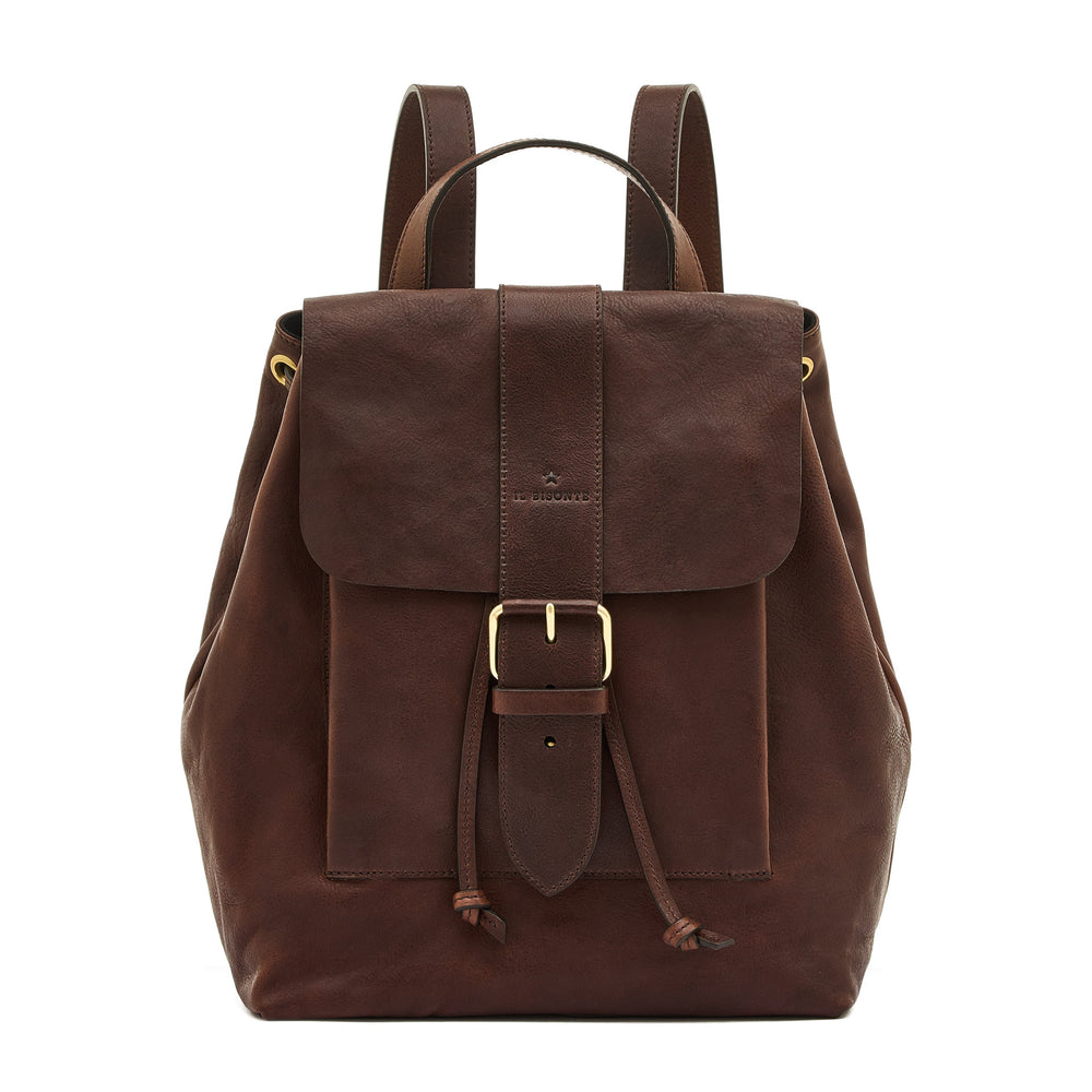 Linea 1990 | Women's backpack in vintage leather color coffee — 
front view
 — 1 of 5