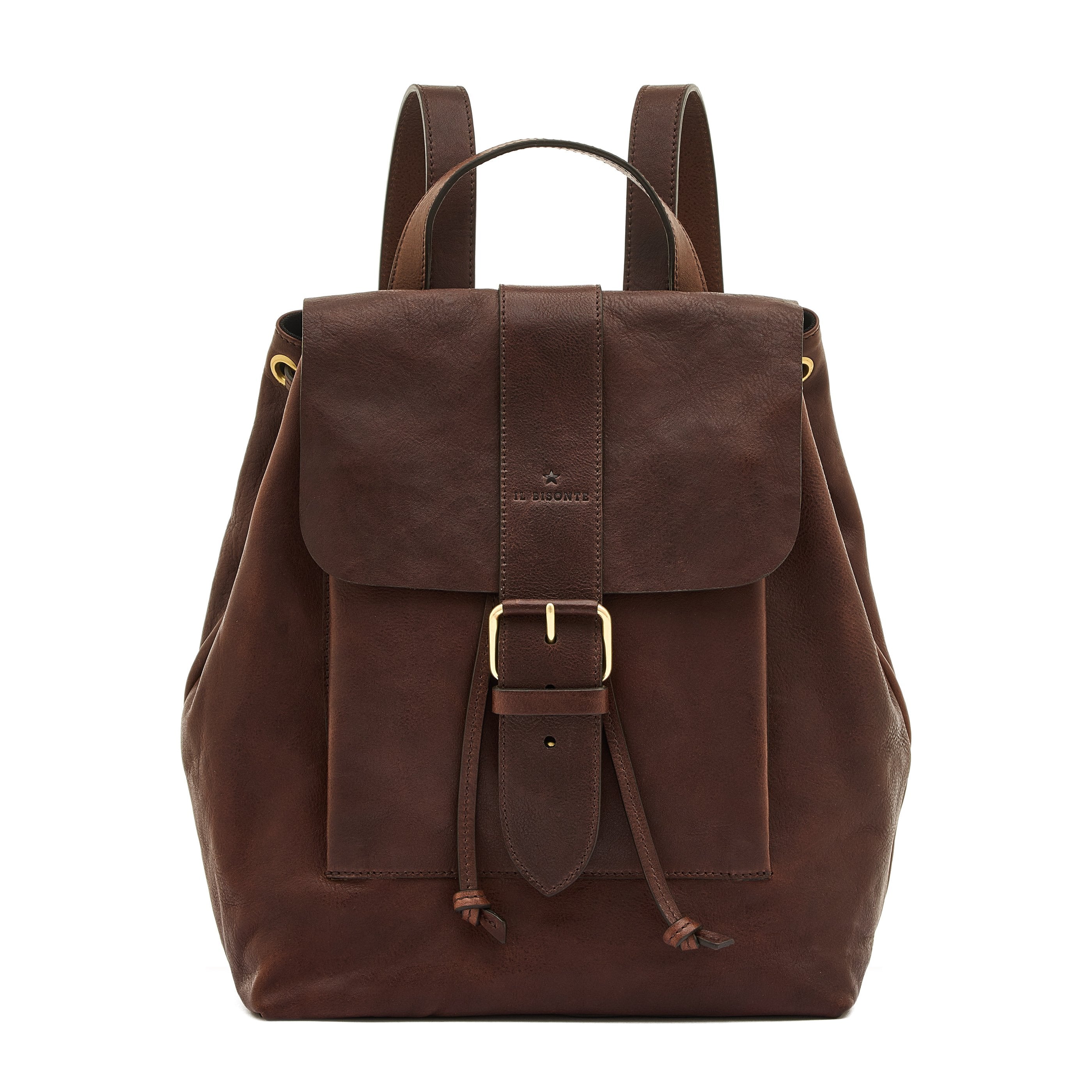 Linea 1990 | Women's backpack in vintage leather color coffee — 
front view
 — 1 of 6