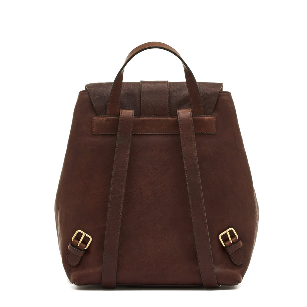 Linea 1990 | Women's backpack in vintage leather color coffee — 
back or detail view
 — 4 of 5