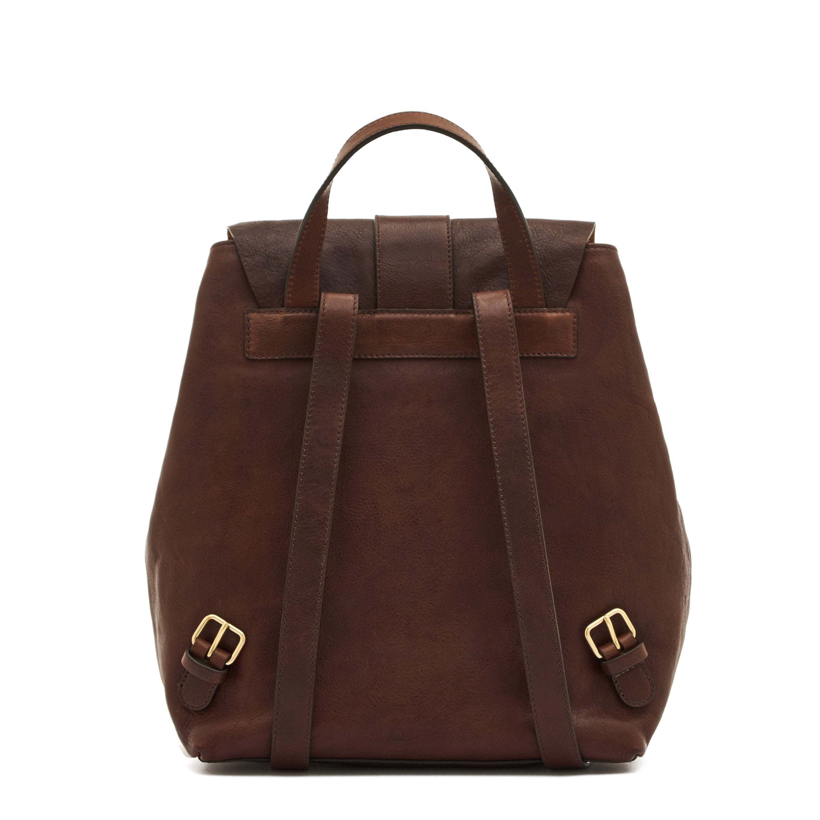 Linea 1990 | Women's backpack in vintage leather color coffee — 
back or detail view
 — 4 of 6
