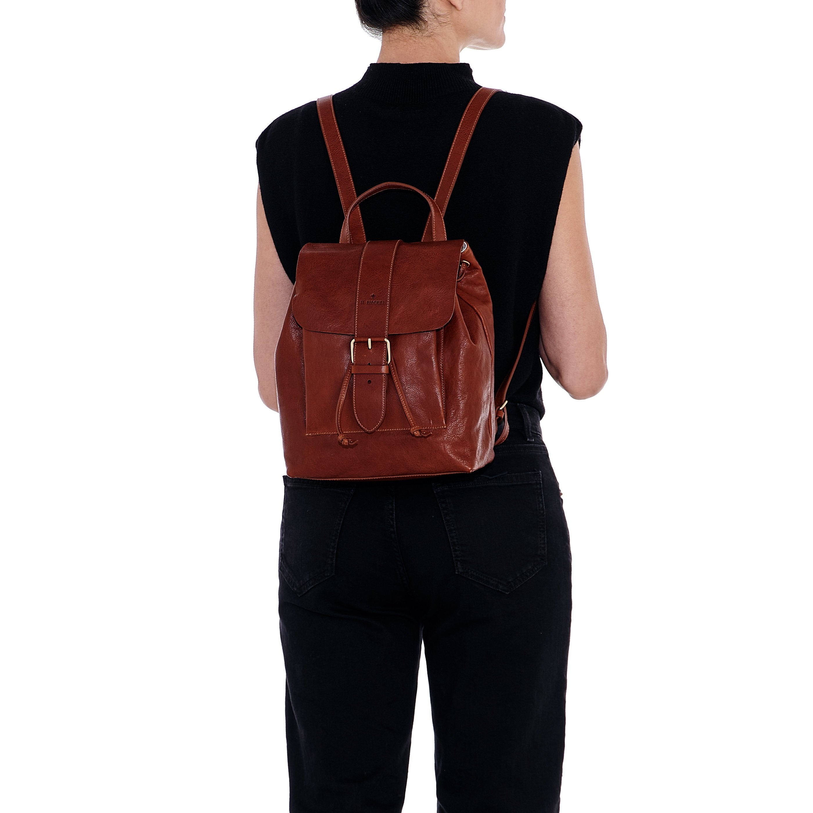 Linea 1990 | Women's backpack in vintage leather color sepia
